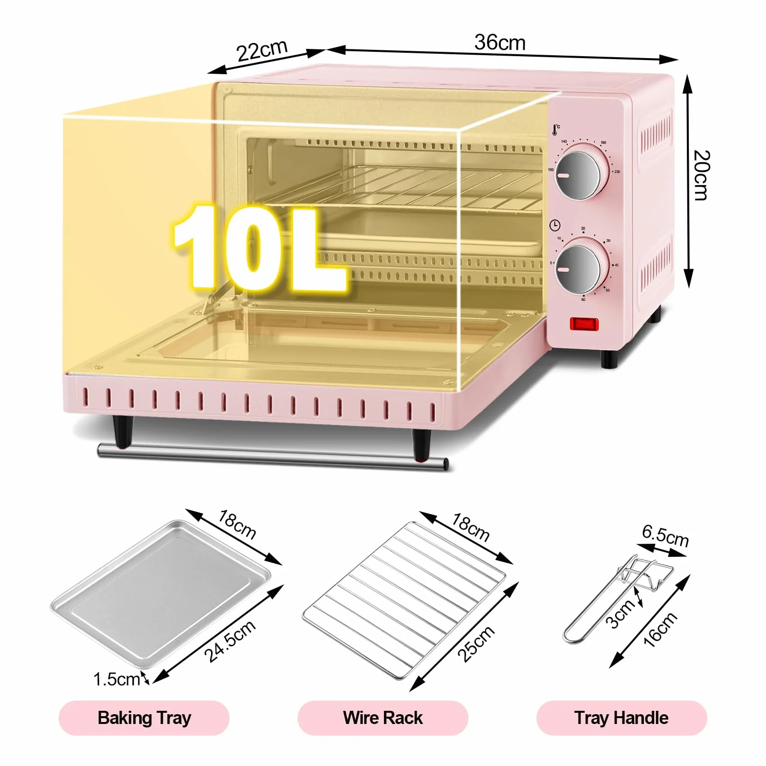 WOLTU mini piekarnik 12L 800W piec do pizzy z timerem