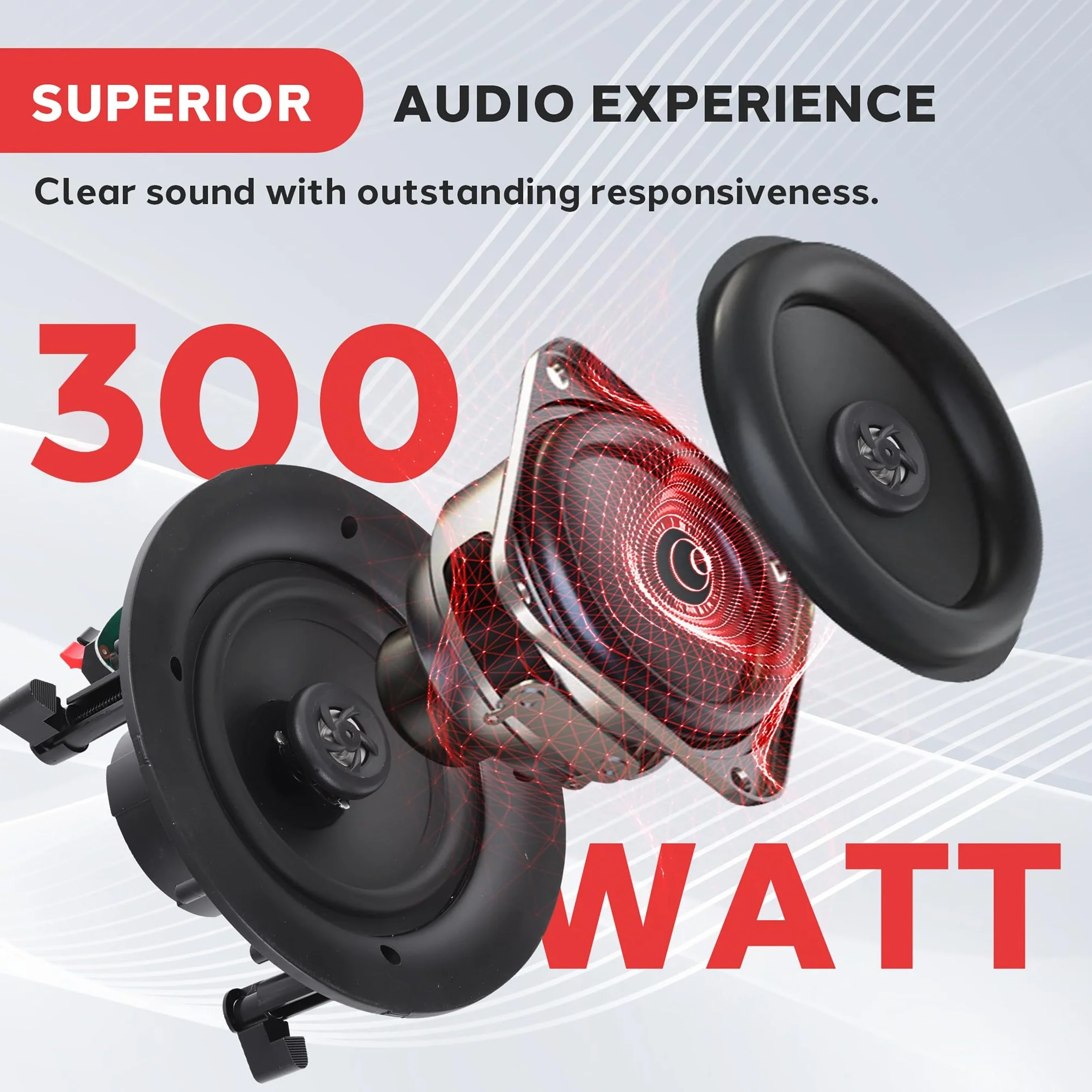 10” Ceiling Wall Mount Speakers - Pair of 2-Way Full Range Sound Stereo Speaker Audio System Flush Design w/Electronic Crossover Network 35Hz-20kHz Frequency Response & 250 Watts Peak - Pyle PDIC106