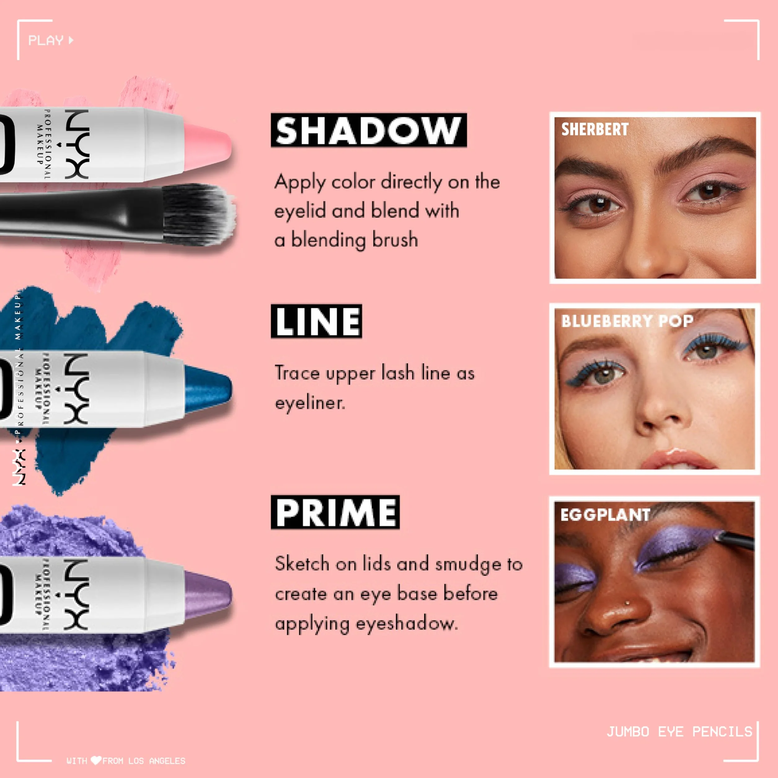 NYX Professional Makeup Kredka do oczu Jumbo cieniowana czarna fasola