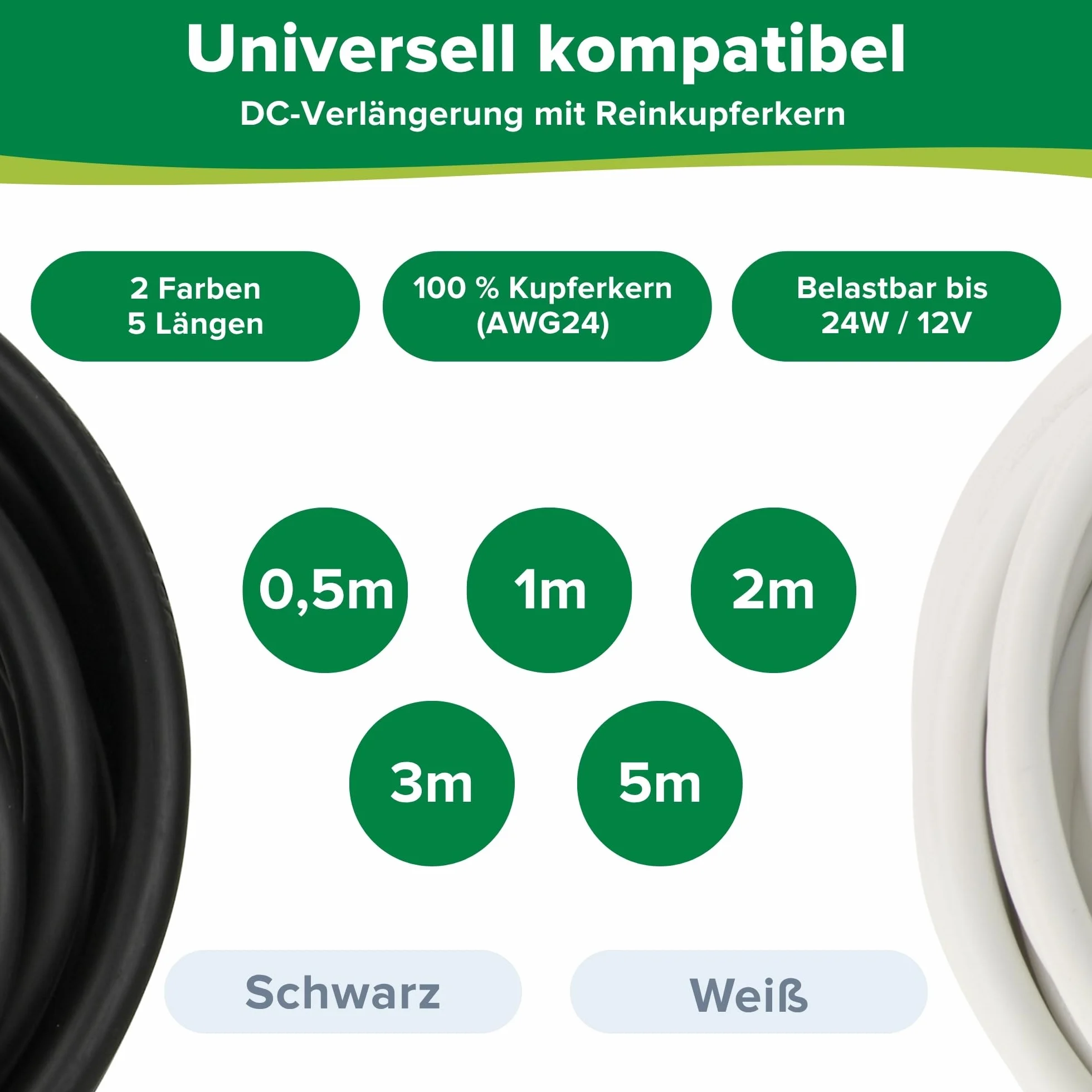 InLine - Przedłużacz DC, uniwersalny zasilacz sieciowy do Amazon Echo Dot, paski LED, kamery monitorujące, wtyczka/gniazdo DC 4,0 x 1,7 mm, czarny, 1 m