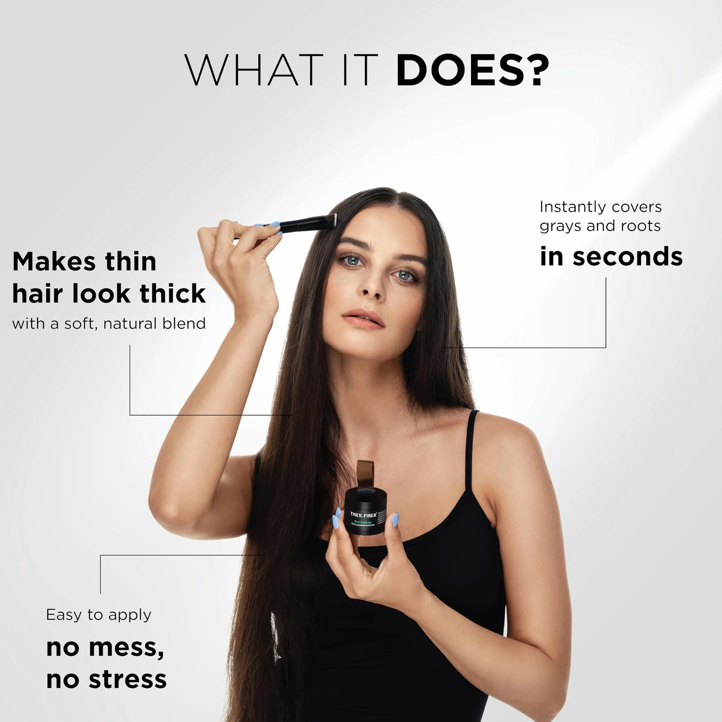THICK FIBER Root Touch Up Zestaw do retuszu odrostów, korektor linii włosów dla cienkich i przerzedzonych włosów, odporny na wodę i pot, z pędzelkiem (średni złoty brąz)