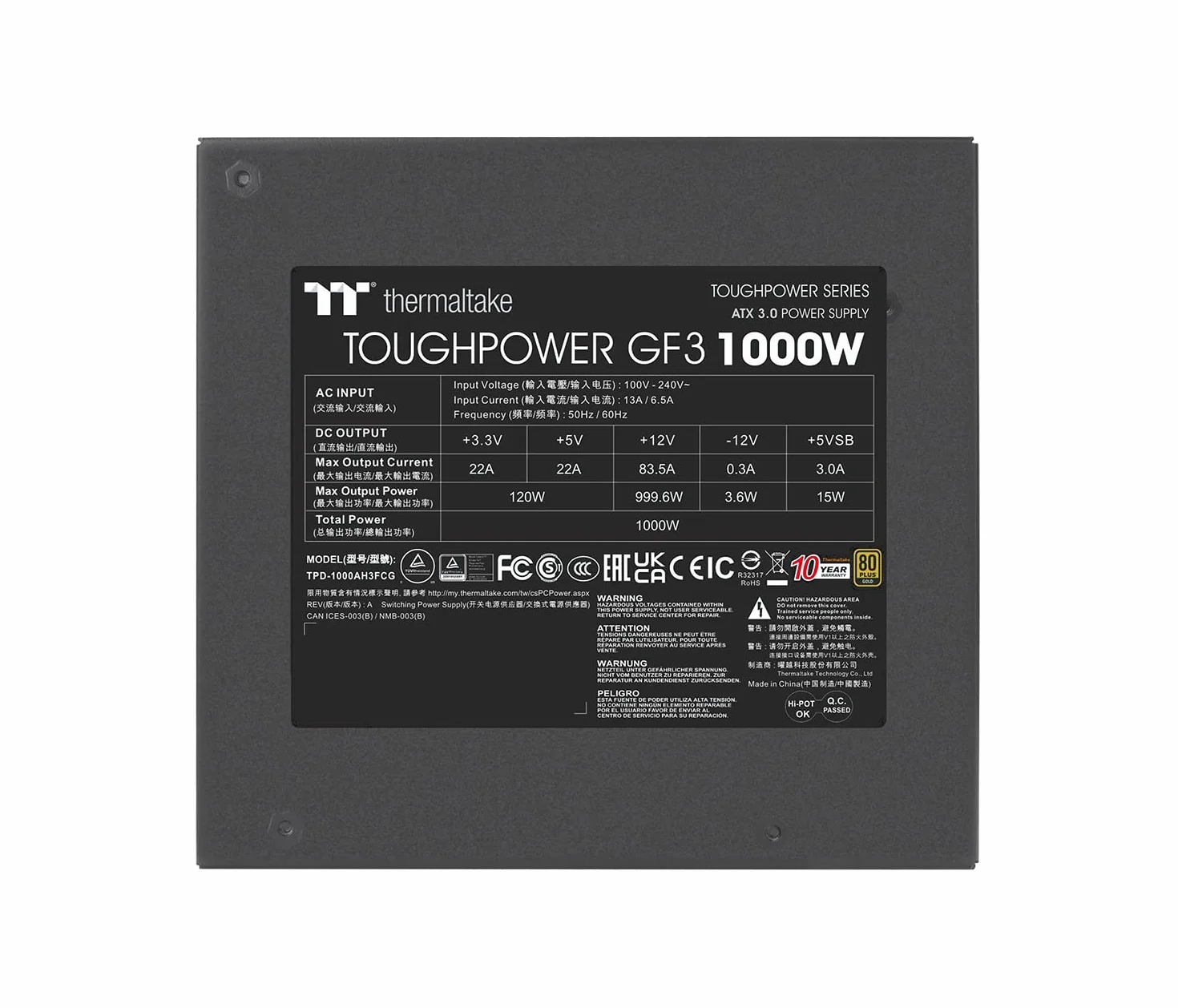 Thermaltake Thoughpower Gf3 1000W - Tt Premium Edition PS-TPD-1000FNFAGE-4 Zasilacz Pc, Czarny