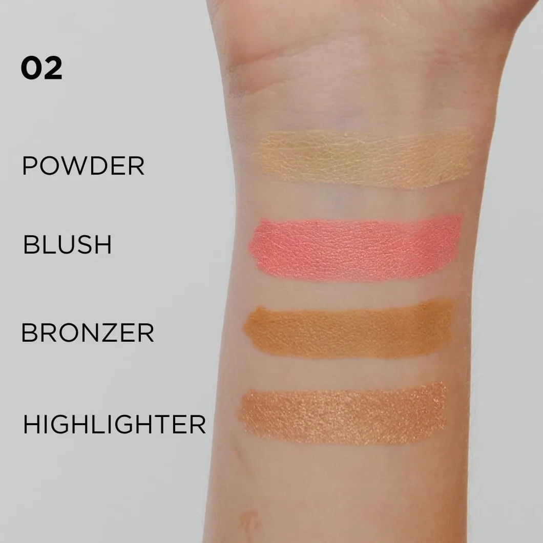 Eveline Cosmetics Wonder Match wielofunkcyjna wegańska paleta do twarzy z bronzerem, różem, rozświetlaczem i pudrem utrwalającym – o zapachu czekolady