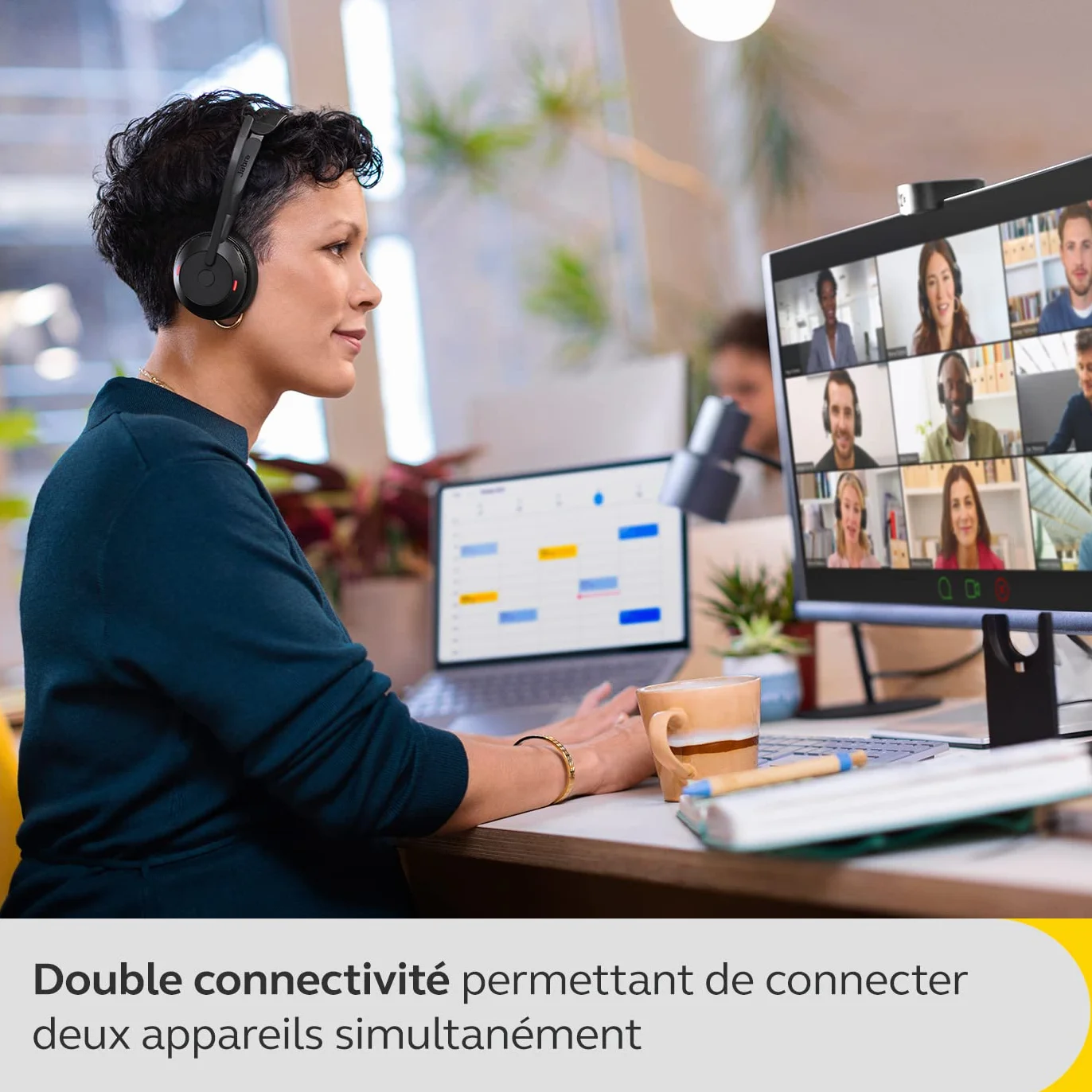 Jabra Evolve2 55 bezprzewodowy zestaw słuchawkowy stereo z technologią Jabra Air Comfort, mikrofon z redukcją szumów i ANC - certyfikat MS Teams, działa ze wszystkimi innymi platformami - czarny