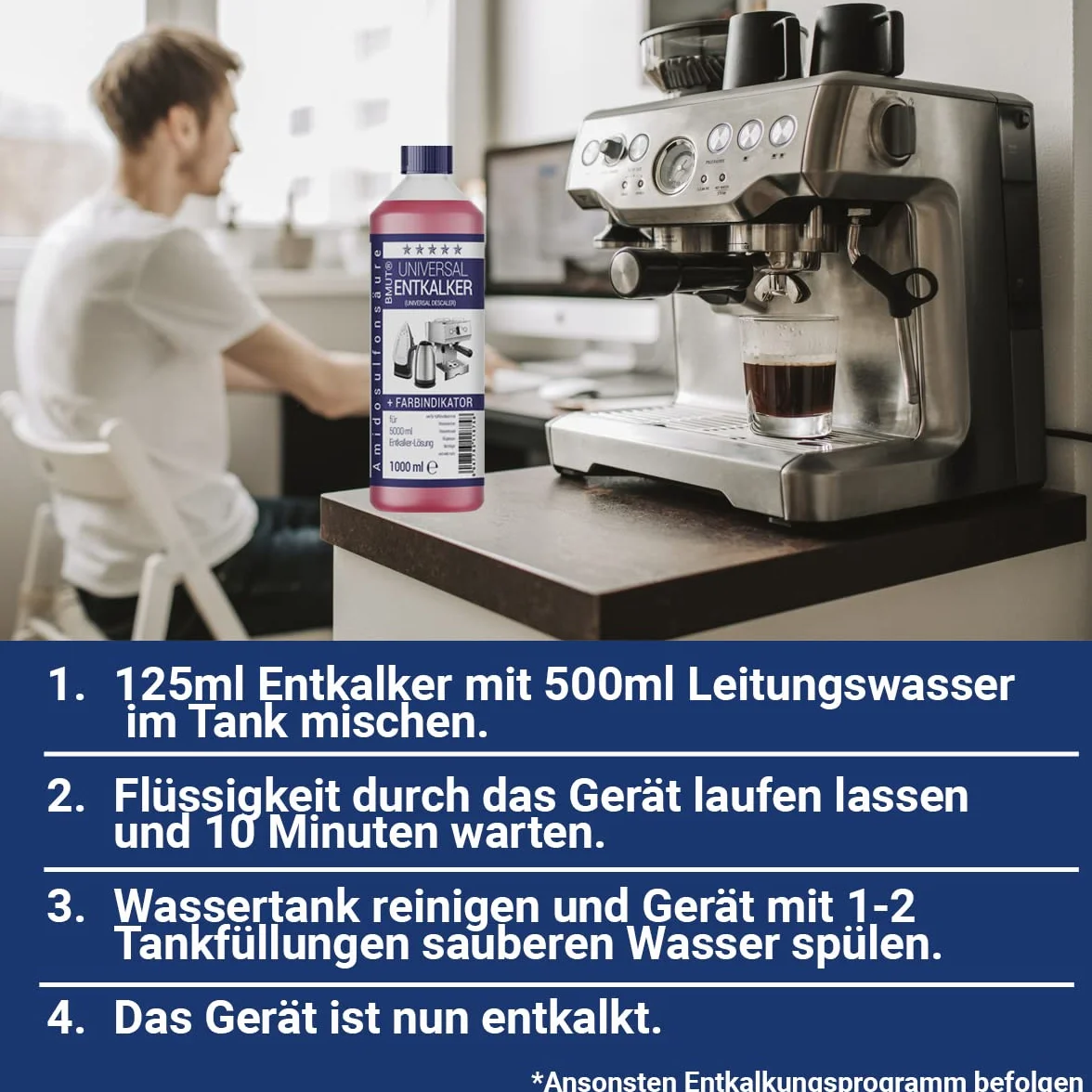 Uniwersalny odkamieniacz 1000 ml do ekspresu do kawy i ekspresu do kawy – na 8 odkamieniania po 125 ml (1 x 1000 ml)