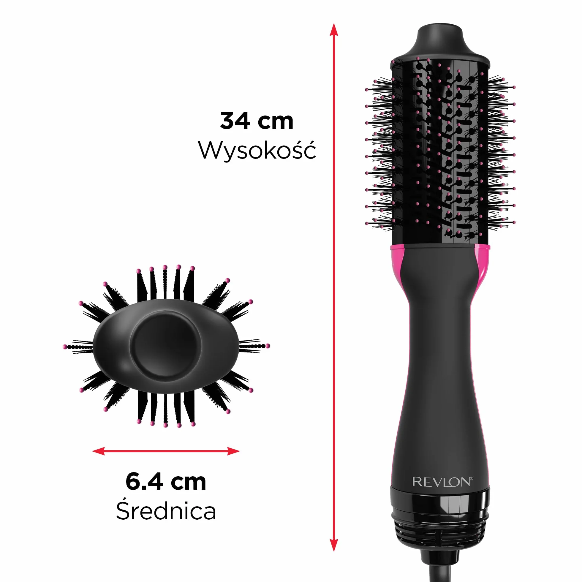 Revlon One-Step Volumiser Szczotka do Modelowania Włosów, Czarny/Różowy, 15.2 x 7.6 x 10.3 cm