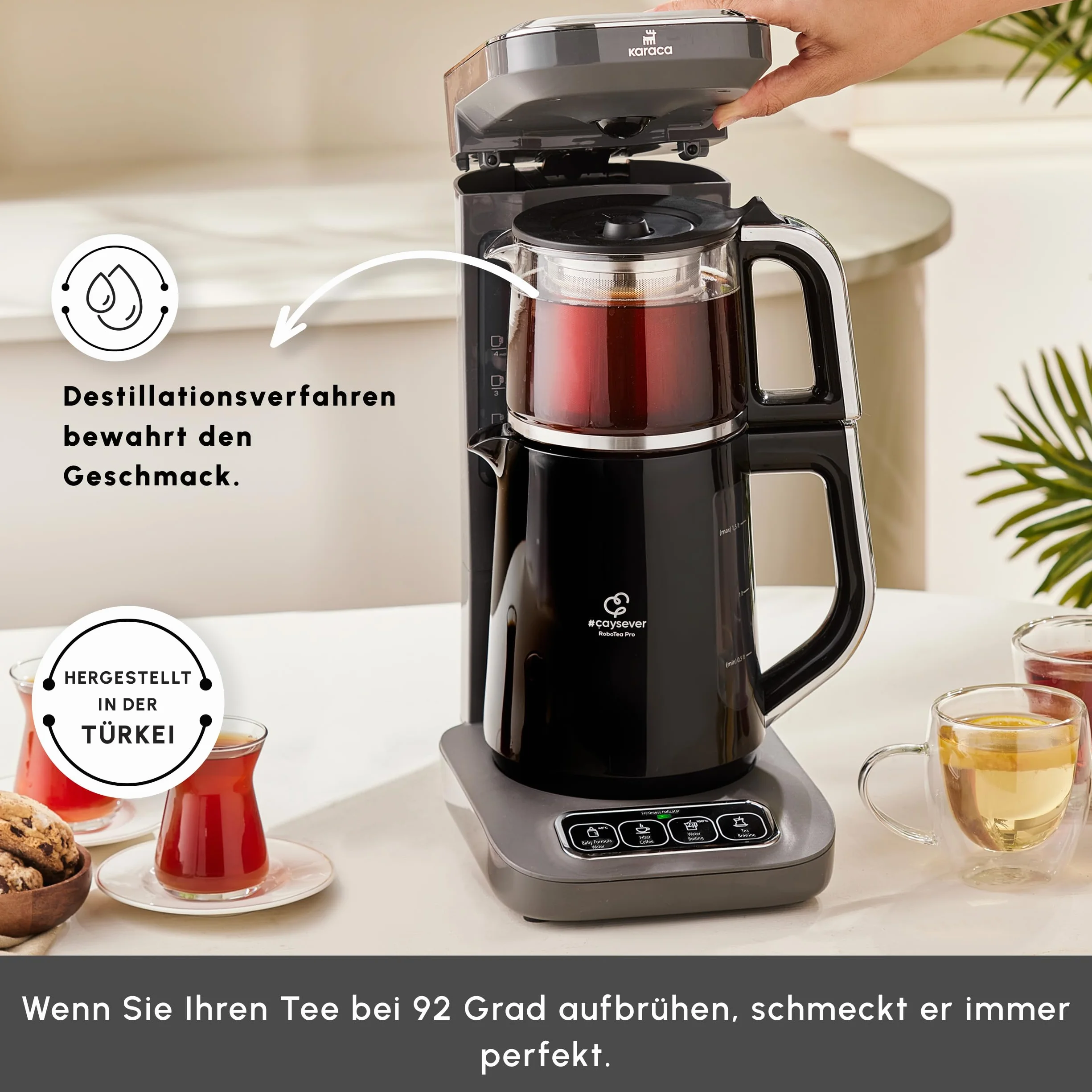Karaca Çaysever Robotea Pro ekspres do kawy i herbaty 4 w 1 2500 W Space Gray