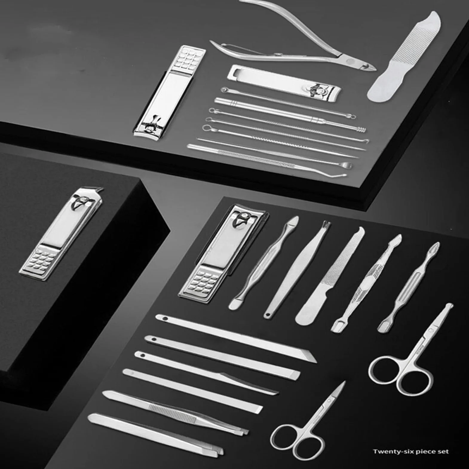 Zestaw do pedikiuru 11-26 szt. Profesjonalny zestaw do strzyżenia paznokci ze stali nierdzewnej Zestaw do manicure'u, nożyce, nożyce do skórek, zestaw do paznokci