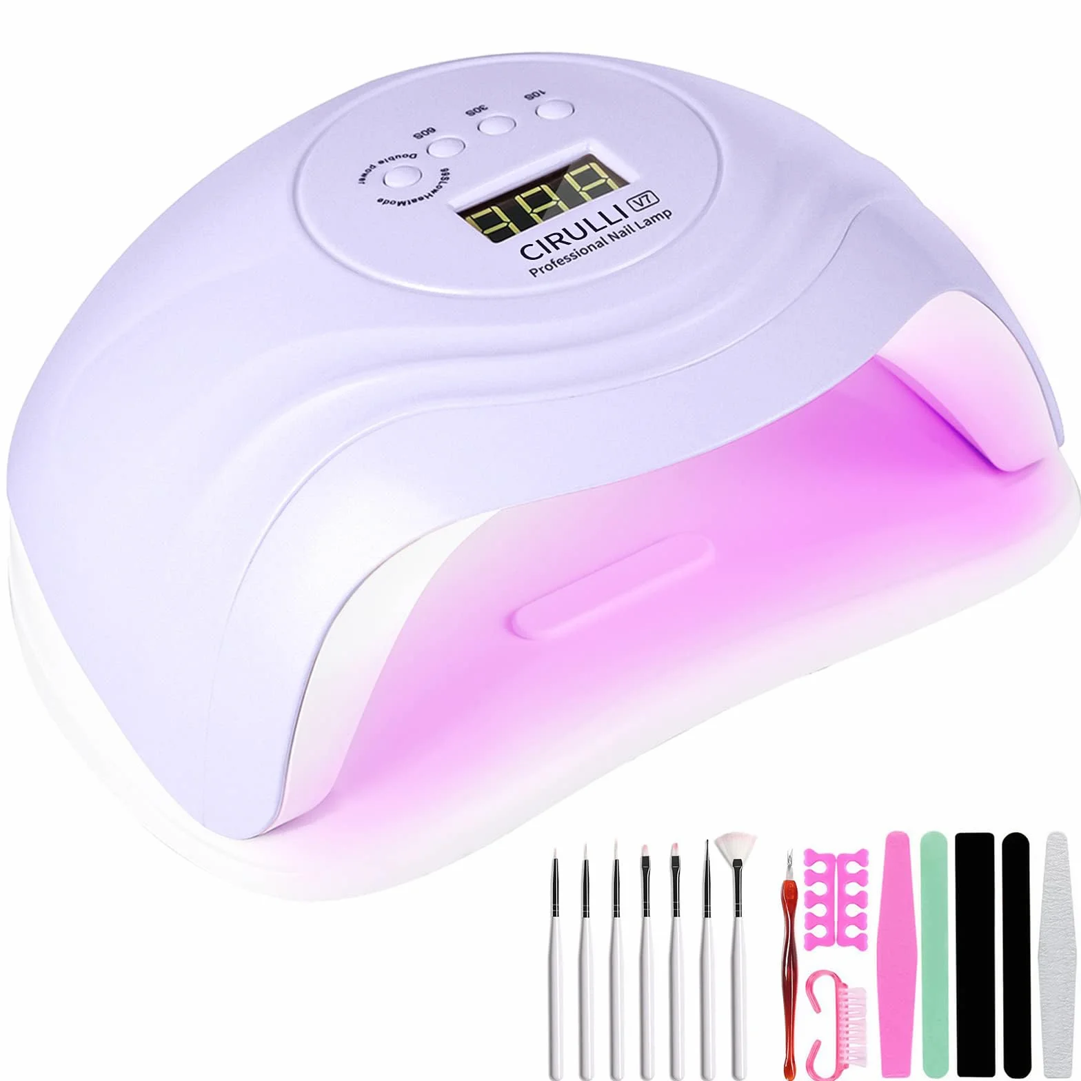 CIRULLI Lampa UV do paznokci, suszarka do paznokci o mocy 168 W do żelowego lakieru do paznokci, przenośna funkcja ładowania USB, lampa utwardzająca z automatycznym czujnikiem z 4 ustawieniami timera