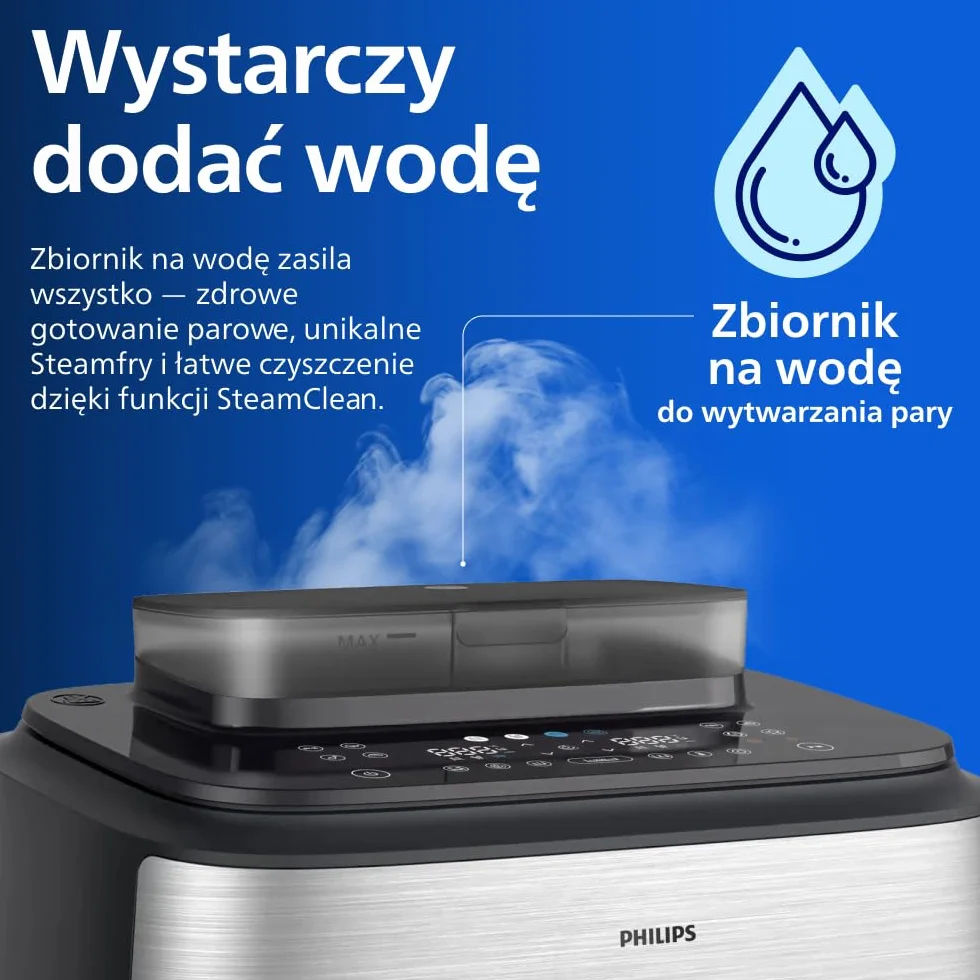 Philips Airfryer Ovi serii 5000 Megabasket Steamfry 9,5 l RapidAir czyszczenie parą NA565/00