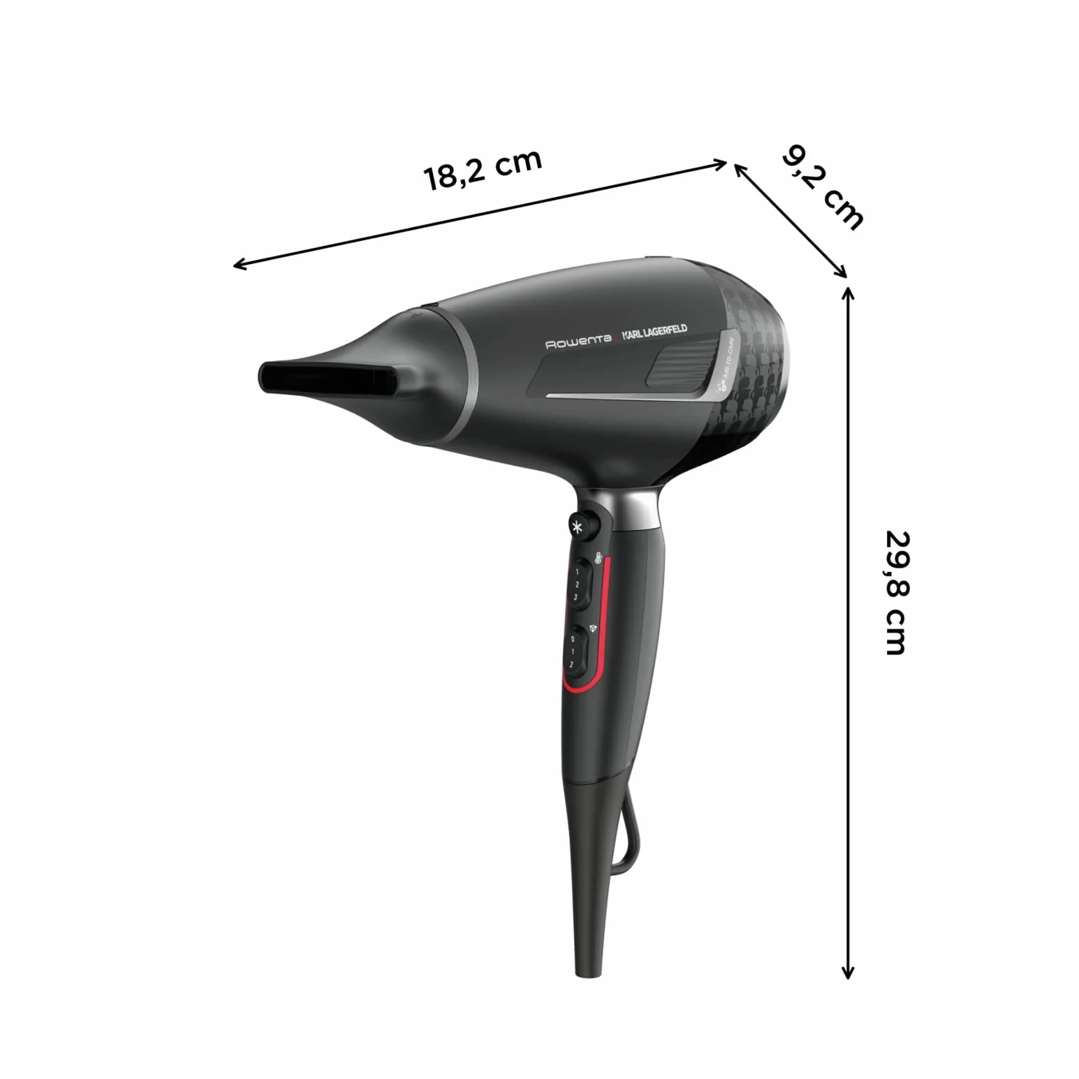 ROWENTA x KARL LAGERFELD | K/Pro Stylist | Suszarka do włosów | Silnik Pro AC 2200 W Ultraszybkie suszenie Ionic Booster Shine System Kompletny zestaw akcesoriów CV888LF0