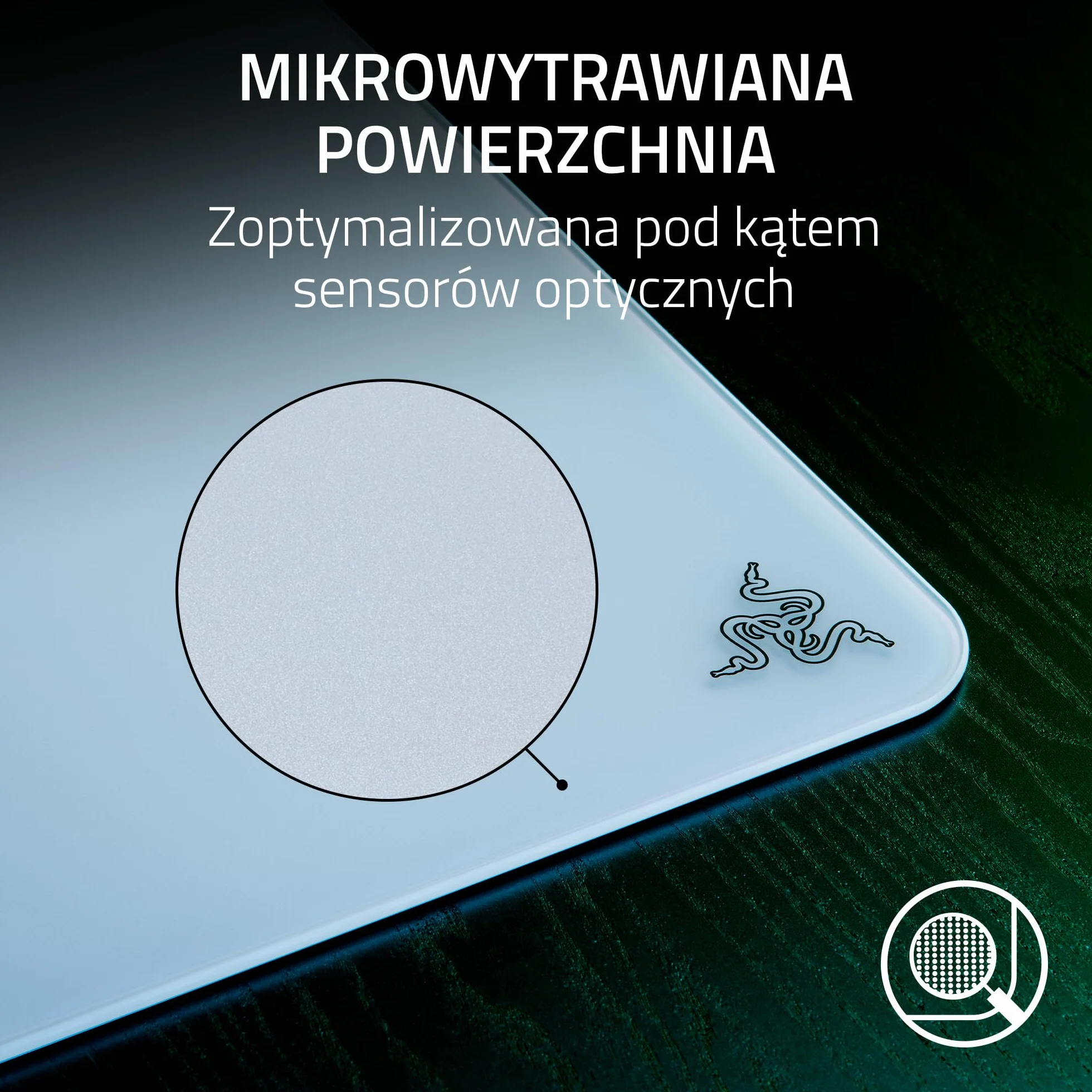 Razer Atlas - szklana podkładka pod mysz (szkło hartowane Premium, odporna na zabrudzenia i zadrapania, ciszsze ruchy myszy, antypoślizgowa podstawa gumowa) Biały