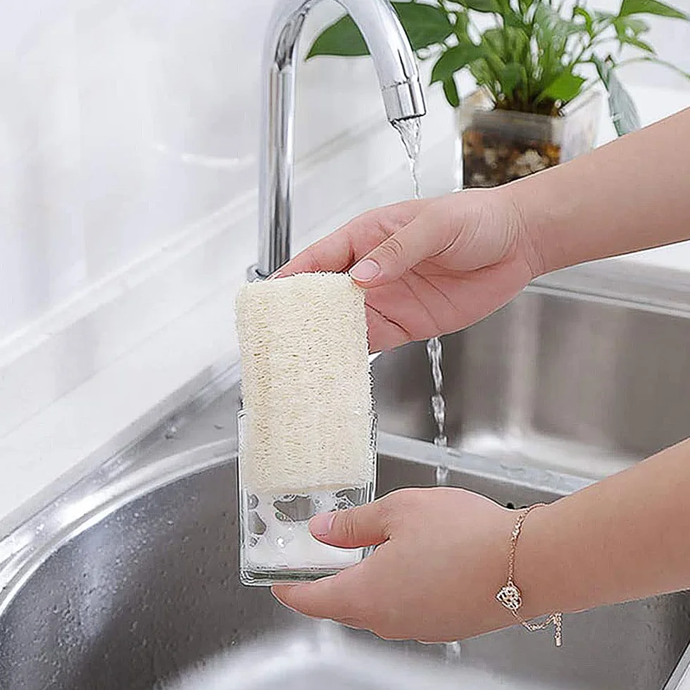 VOARGE Zestaw 6 gąbek do czyszczenia ciała (około 4 cali), naturalna luffa, gąbka do spa