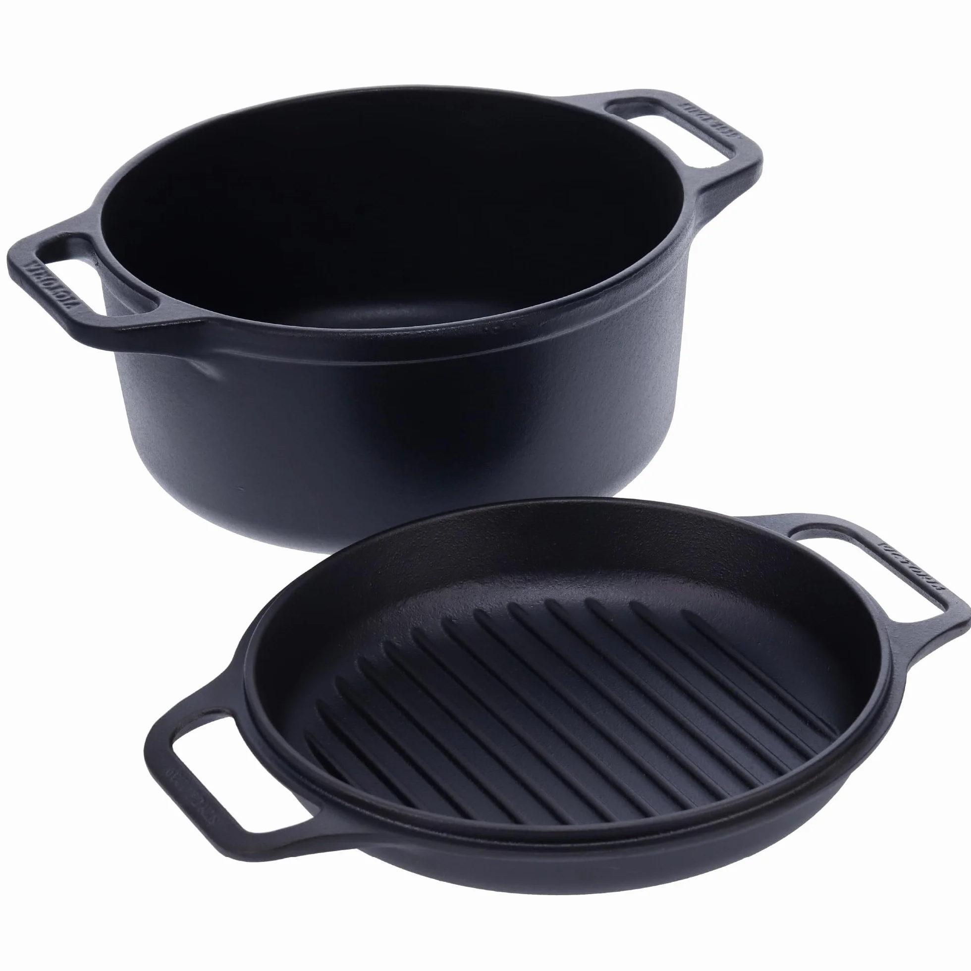 Victoria Garnek żeliwny emaliowany 27 cm Cocotte 5,7 l zestaw 2 szt.