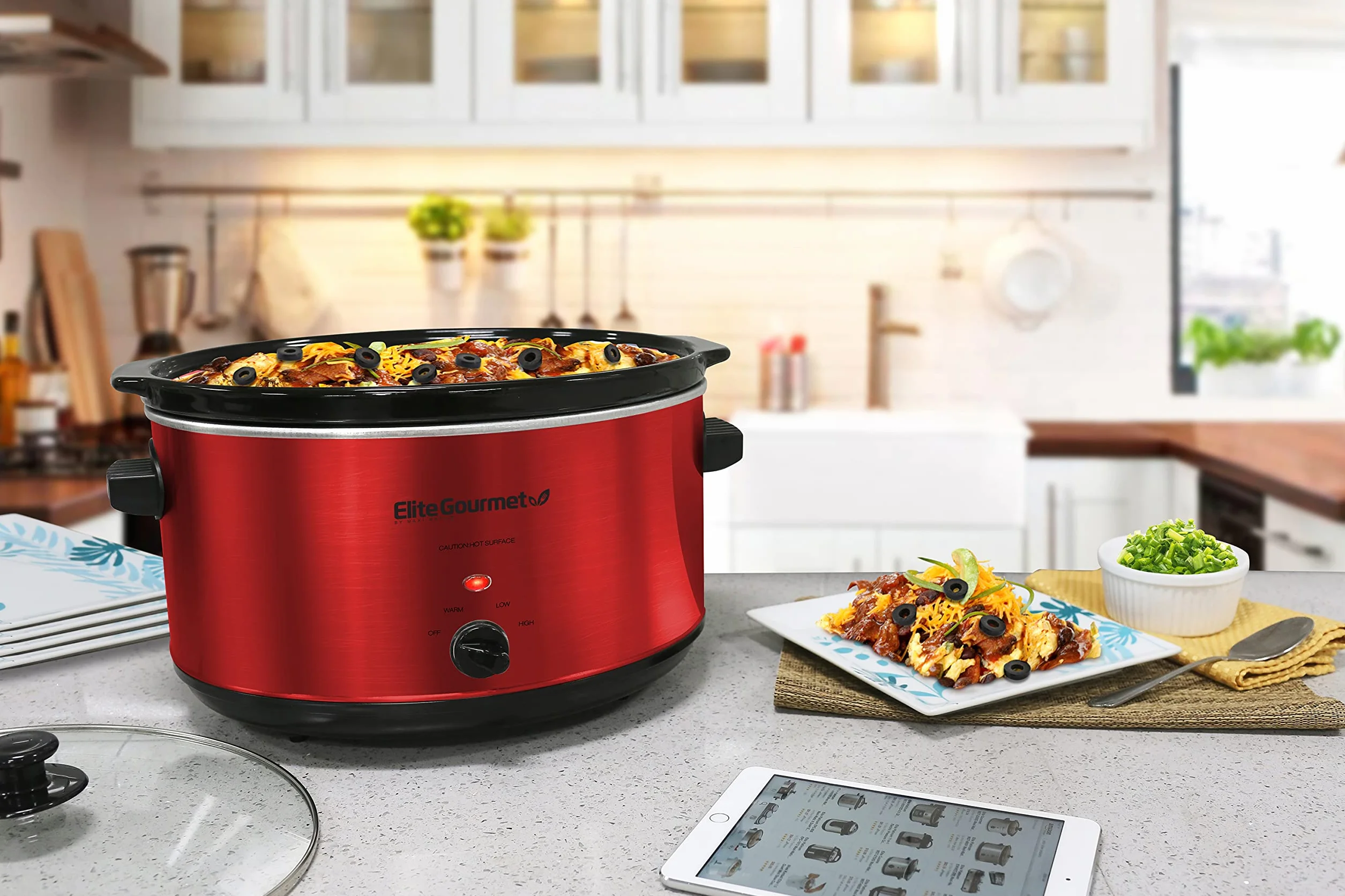 Elite Gourmet MST-900RXT garnek elektryczny ceramiczny 8 l regulowana temperatura szklana pokrywka