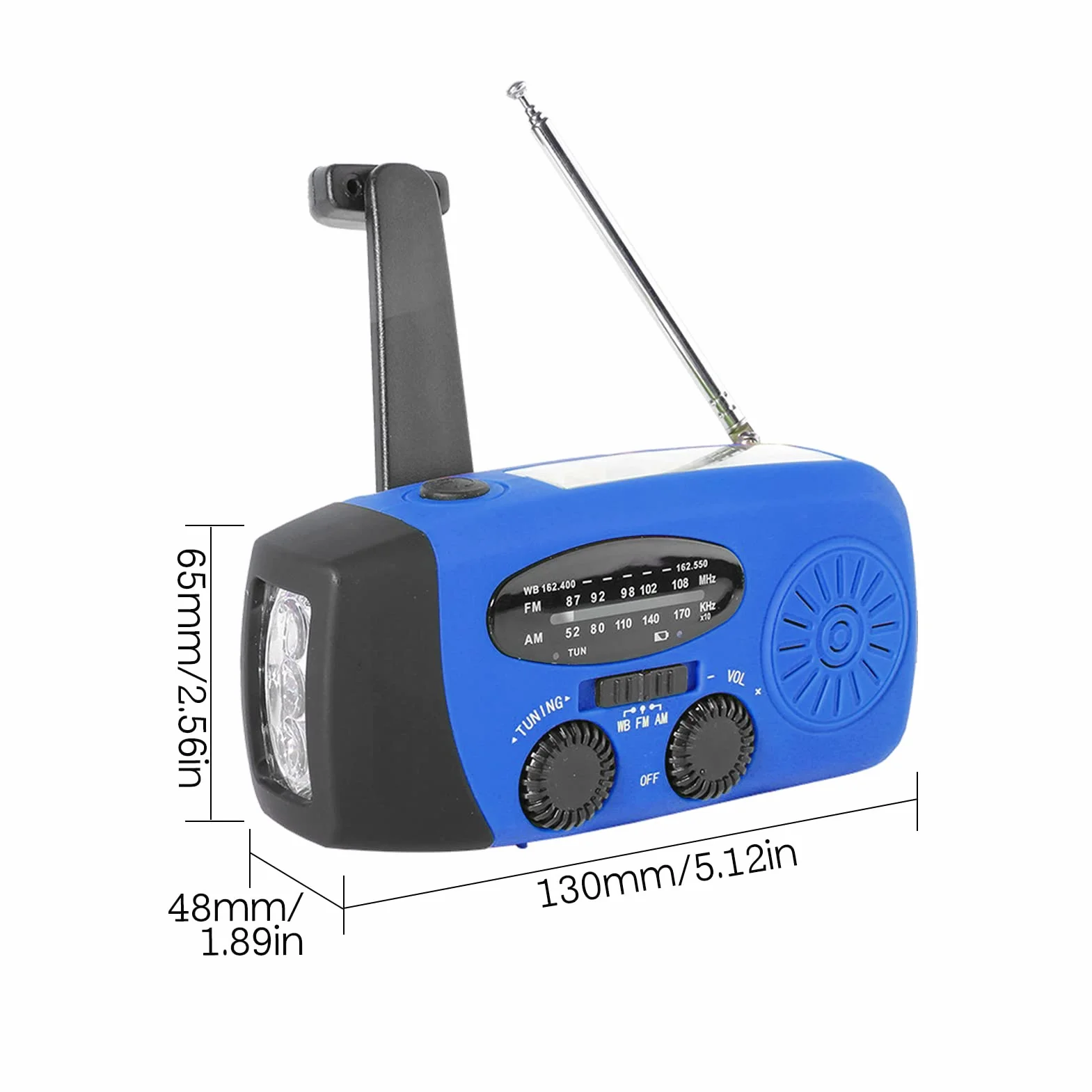KOCAN radio awaryjne z korbą ręczną, radio solarne, radio pogodowe AM/FM/NOAA, radio awaryjne, ładowany powerbank z ładowaniem solarnym, korbą ręczną i zasilaniem bateryjnym, ładowarka do latarki LED, lampka do czytania