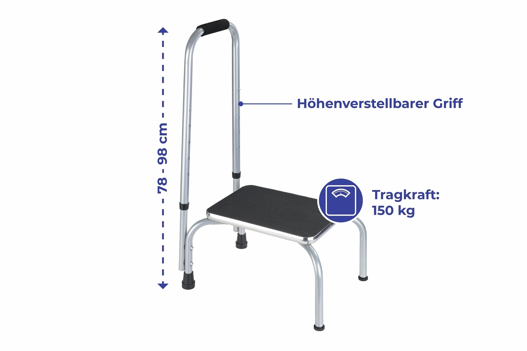Wenko Secura Stopień z uchwytem bezpieczeństwa 22 cm Czarny