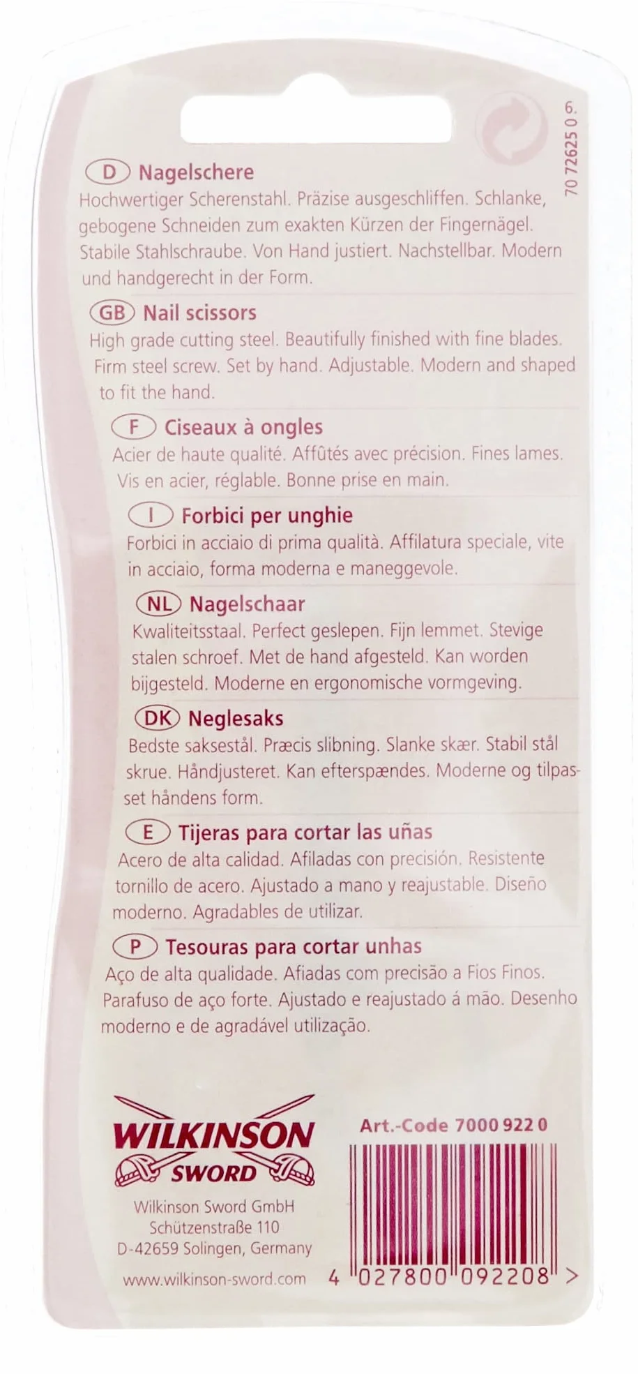Wilkinson Sword Nożyczki do manicure i paznokci, 1 szt