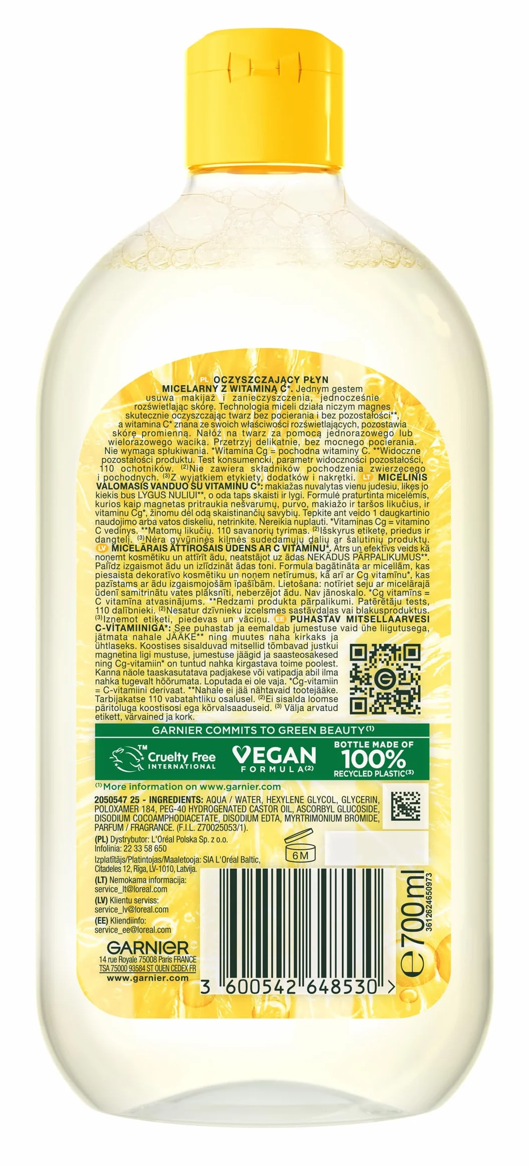 Garnier Skin Naturals Płyn Micelarny z Witaminą Cg, 700 ml