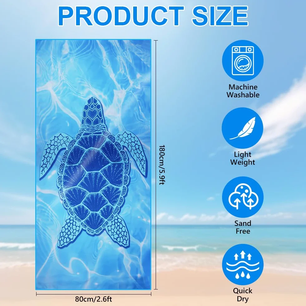 flintronic Ręcznik plażowy z mikrofibry 180 x 80 cm, bez piasku, podróżny