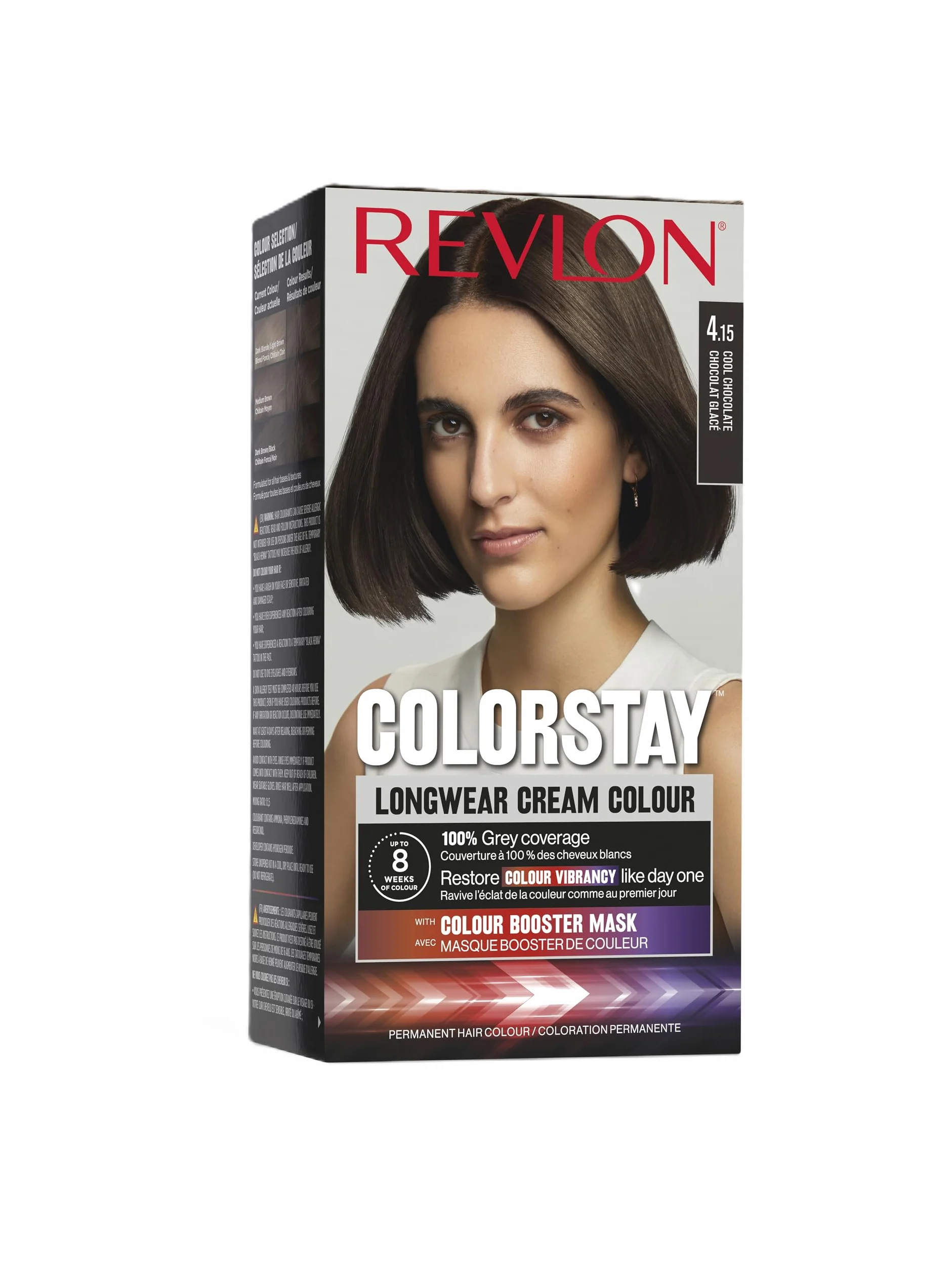 Revlon Colorstay Farba do włosów dla kobiet, trwała trwała kolorystyka, w tym maska wzmacniająca kolor, do 8 tygodni koloru, odcień 4,15 czekolady lodowej