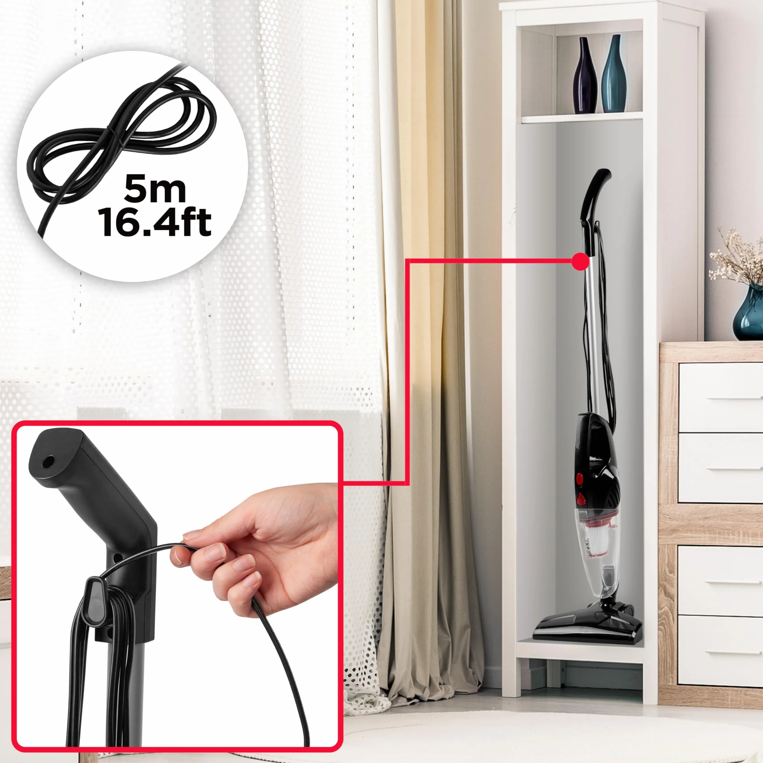 Duronic VC8 BK Odkurzacz pionowy 2w1 800W klasa A cyklonowy bezworkowy HEPA