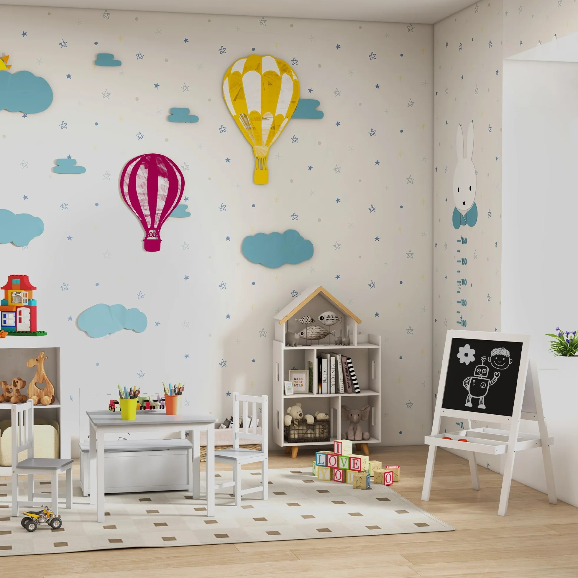 ZONEKIZ Regał do przechowywania zabawek 3 półki lite drewno 65x25x108,5 cm biały naturalny