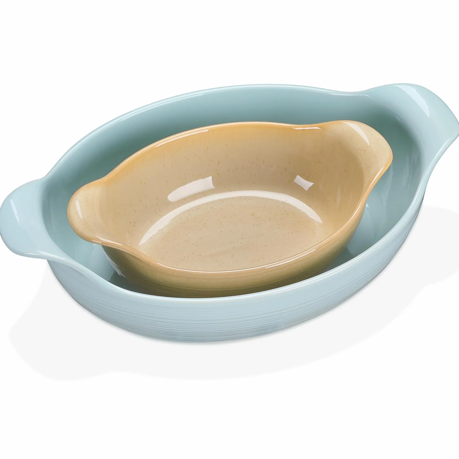 vancasso Prestige Zestaw 2 prostokątnych kamionkowych dań do pieca do lasagne, Pizze, ciast - 23x15,5x7cm