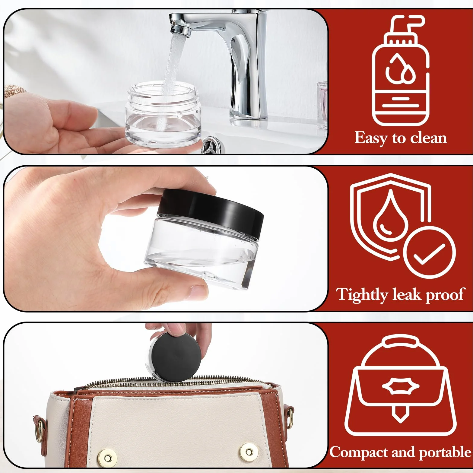 4 słoiczki, 30 ml, plastikowe pojemniki na kremy do napełniania, balsam do ust, słoiczki, słoiczki, maści, pojemnik na krem, pojemnik na kosmetyki, kremy, świece, balsamy