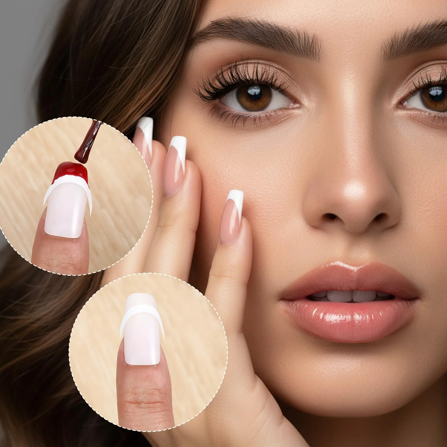 Larrel 5 arkuszy/240 sztuk Francuskie paznokcie szablony, szablony do manicure biały półksiężyc francuska manicure naklejki na paznokcie naklejki ozdoby sztuczne DIY narzędzia