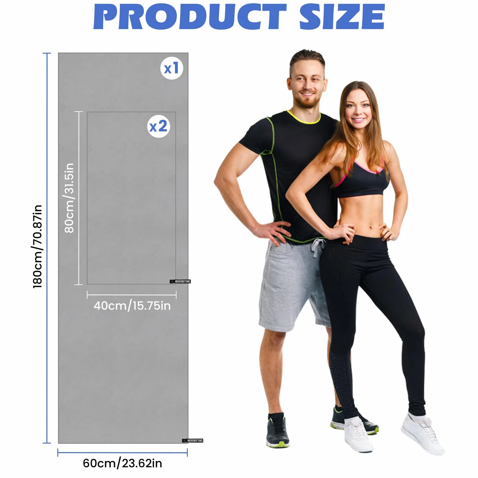 Ręczniki z Mikrofibry 3 Sztuki Duży Ręcznik Kąpielowy 180x60 cm Małe 80x40 cm Szybkoschnące na Siłownię Podróże Plażę