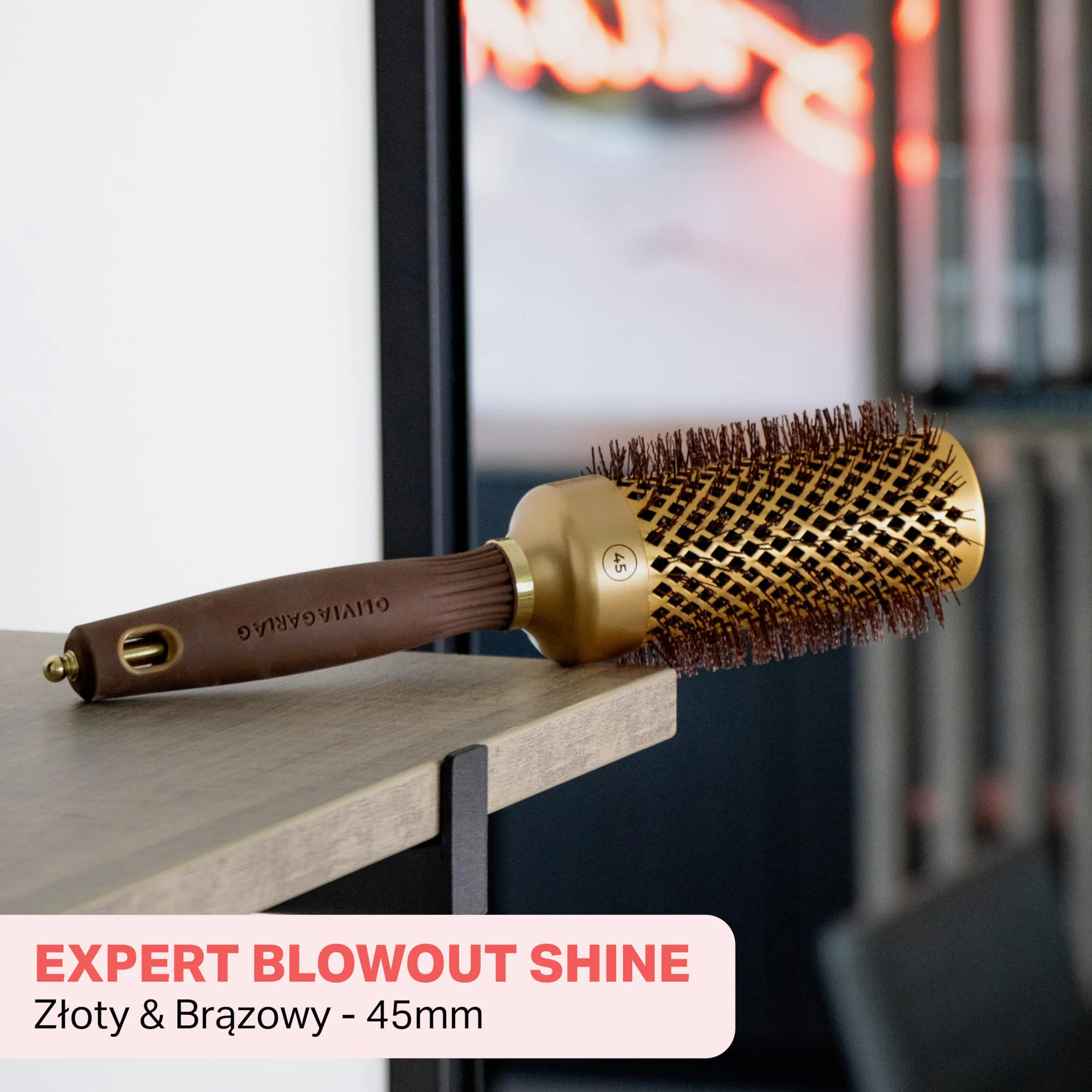 Olivia Garden Expert Blowout Shine – Okrągła szczotka ceramiczna antystatyczna do błyszczącego stylizacji bez puszenia