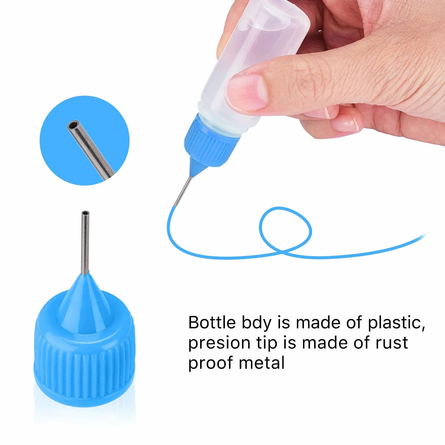 Gebildet Precyzyjne końcówki aplikatora, 30 przezroczystych butelek 10 ml i 30 kolorowych końcówek, z 5 mini lejkami do majsterkowania, quillingu, majsterkowania, malowania akrylowego