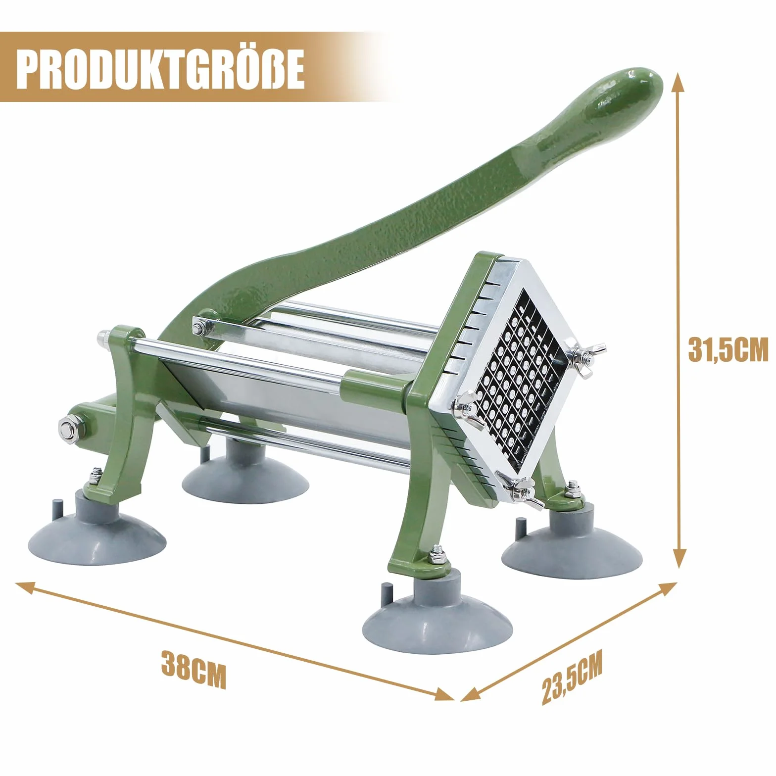 Profesjonalna krajalnica do frytek, kompletny zestaw do krojenia frytek, z ciężkim żeliwnym uchwytem i ostrzem 3/8" (10 x 10 mm)