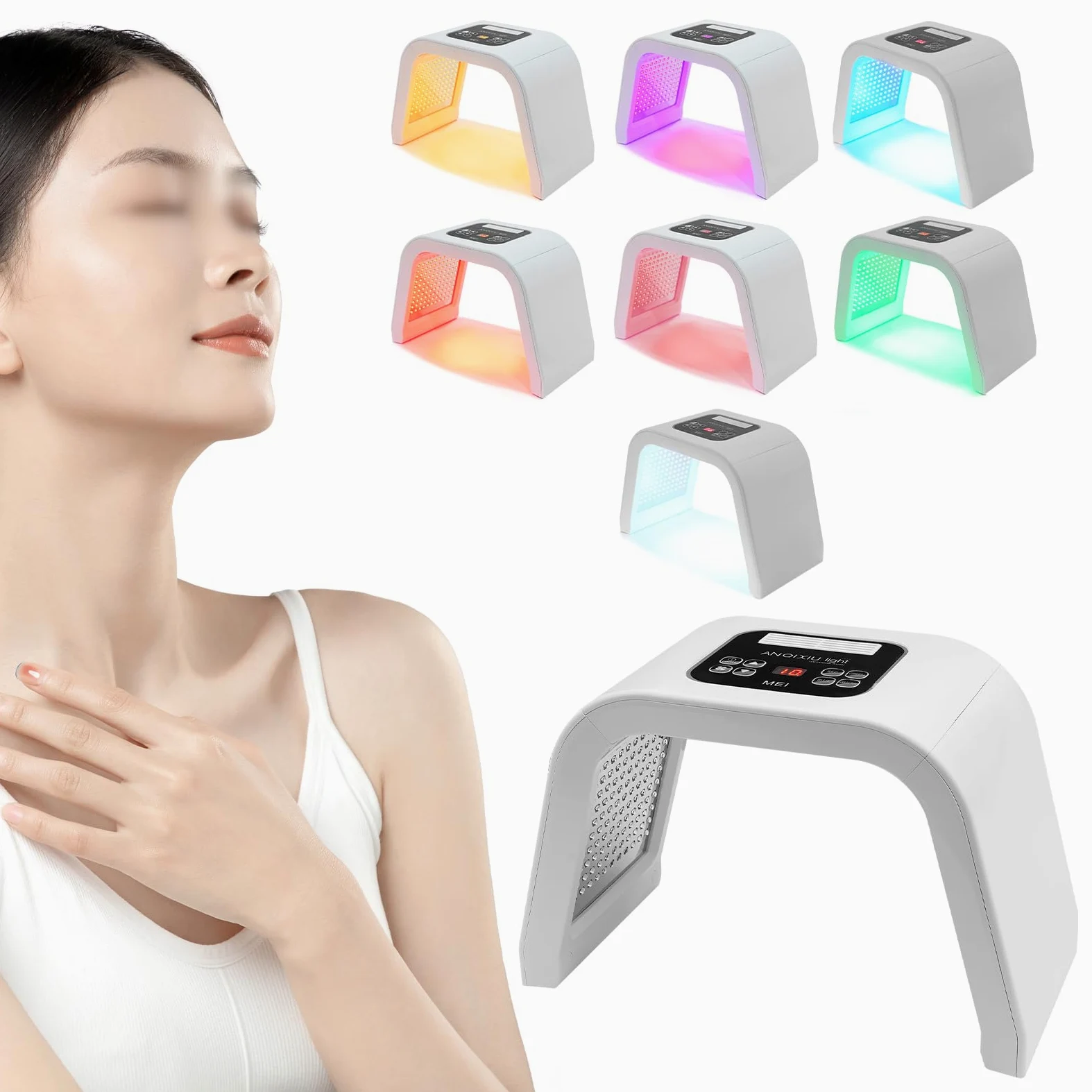 7 kolorów Photon LED terapia maseczką na twarz, terapia do pielęgnacji skóry, PDT Photon, terapia światłem, odmładzanie twarzy, kosmetyki, kolagen, urządzenie PDT