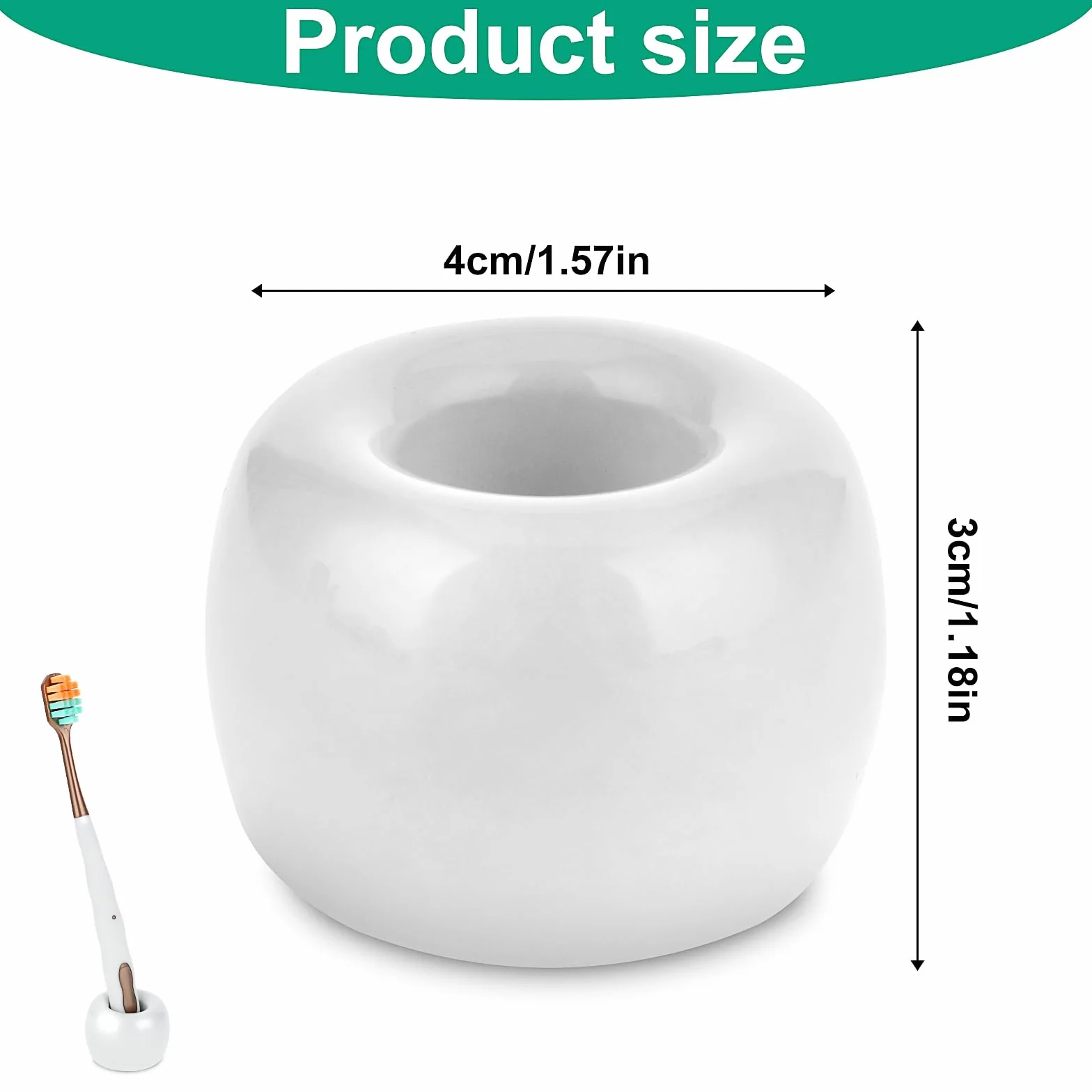 COMNICO Mini ceramiczny uchwyt na szczoteczkę do zębów biały 2 szt