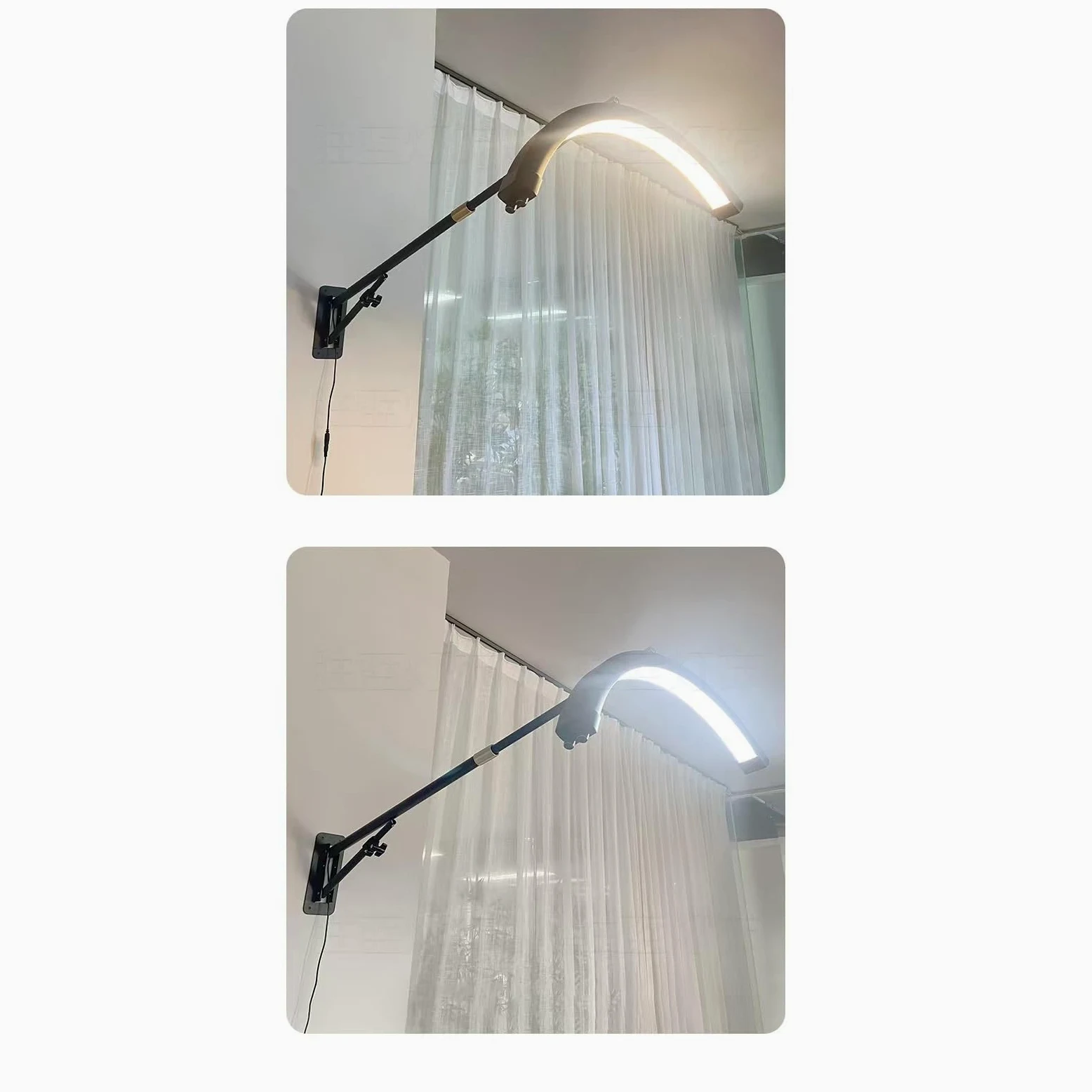 Zajmująca mało miejsca ścienna lampa do manicure LED, wzór półksiężyca, tryby temperaturowe, bezcieniowa lampa do paznokci ze stopu aluminium do salonów