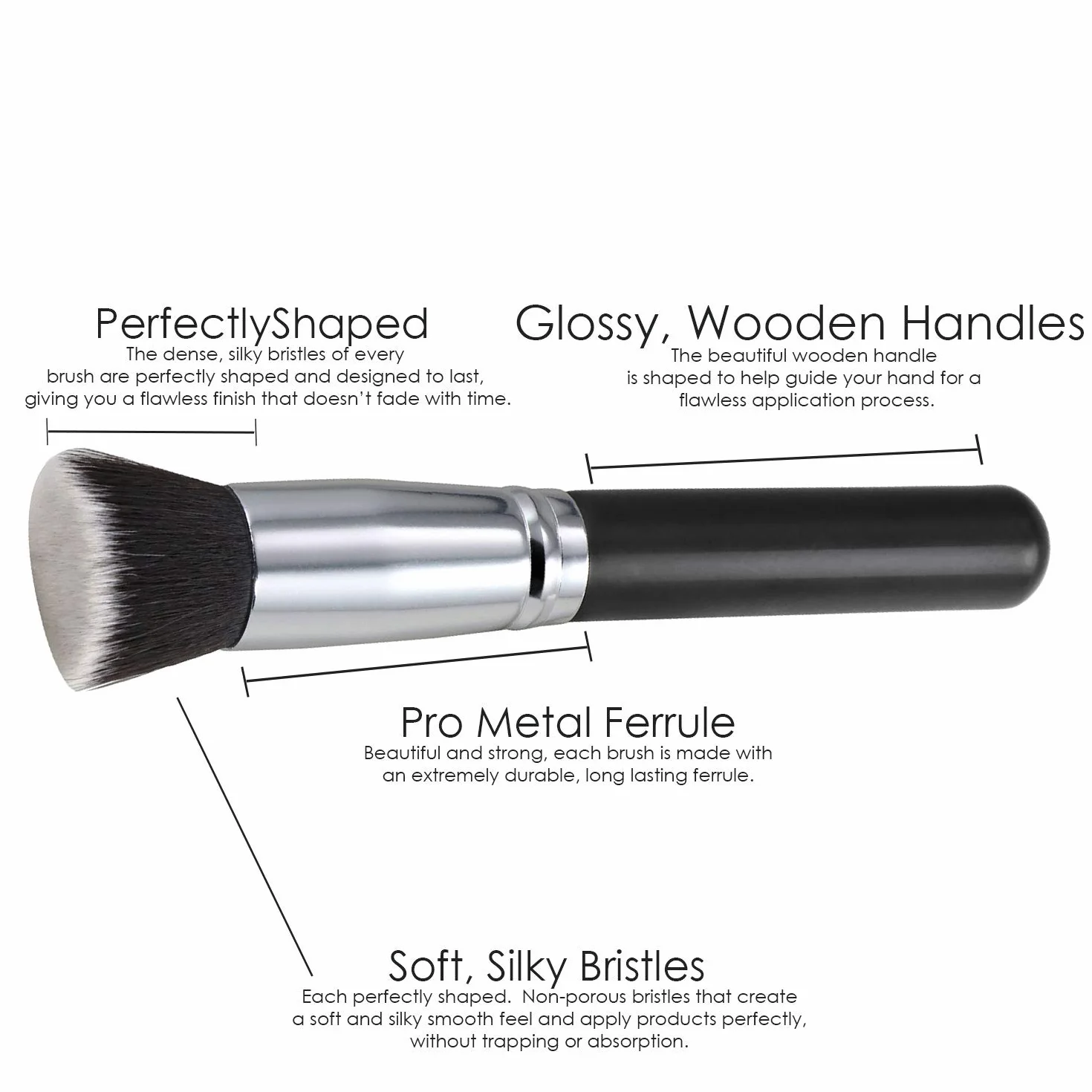 TRIXES Pędzel do podkładu – płaski pędzel Kabuki Brush Blender – kompletne zastosowanie do korektora, pudru, kremu i płynnego makijażu – gęste, premium syntetyczne włókna do polerowania i nakładania