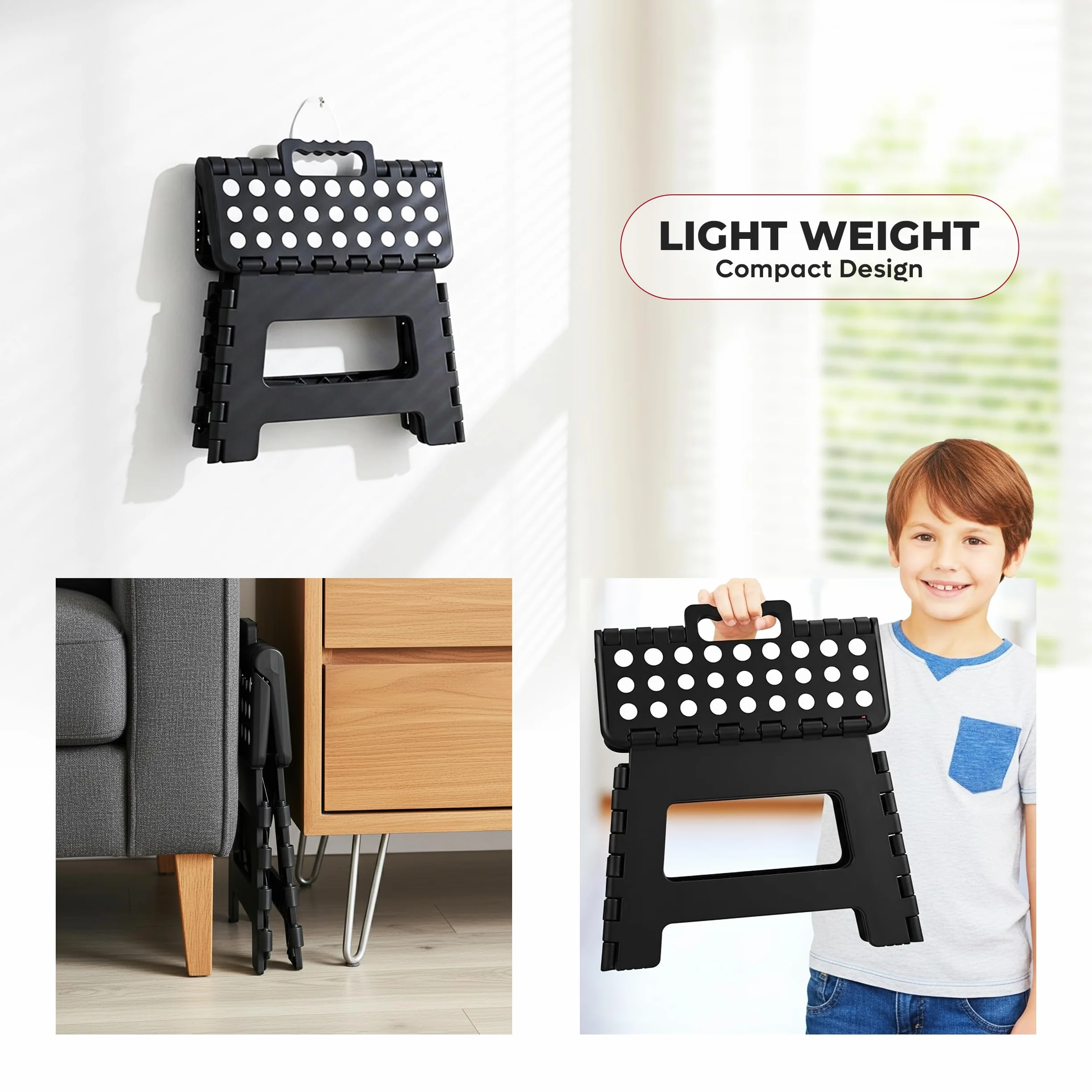 Utopia Home Składany Taboret Schodkowy 23 cm 136 kg Czarny 2 szt