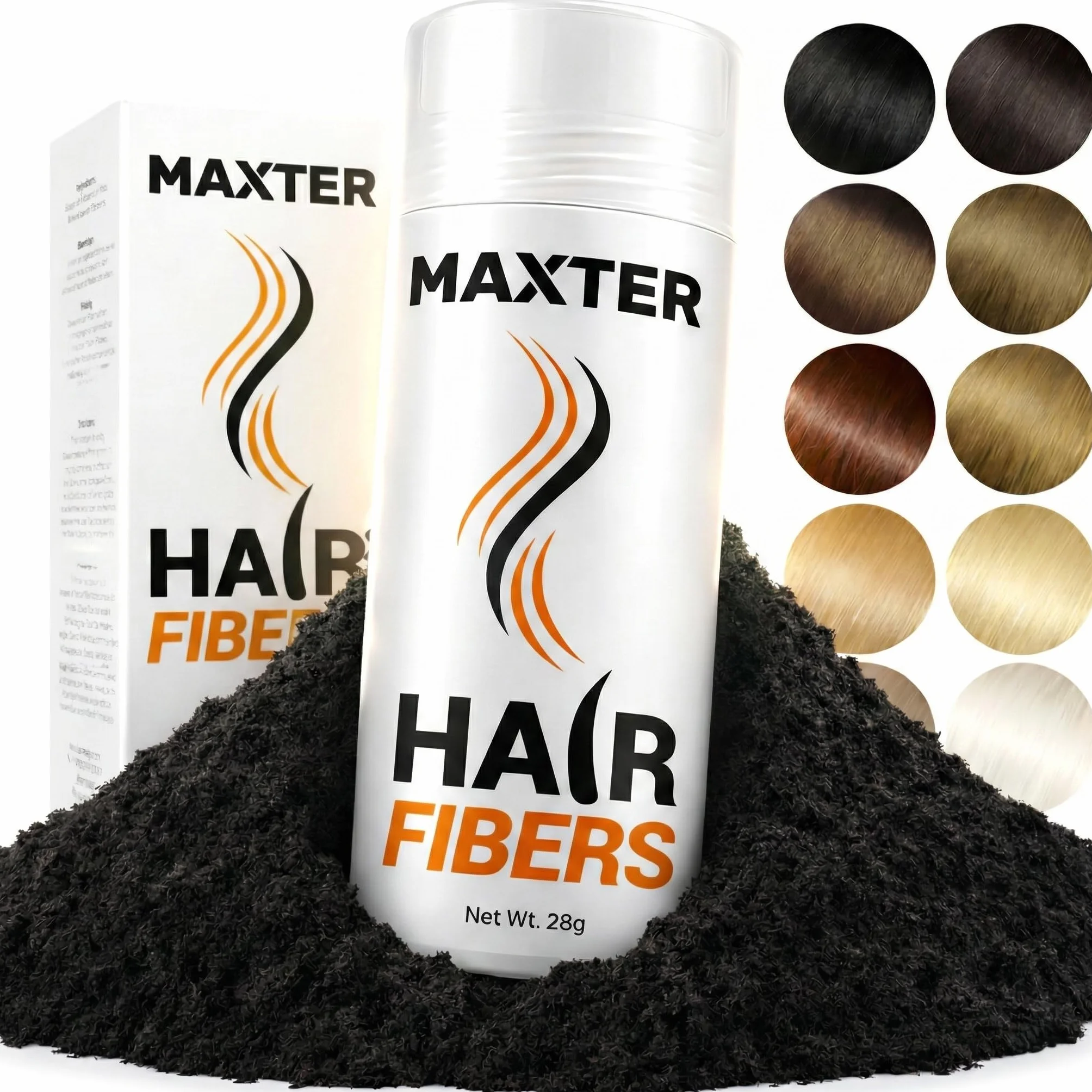 Maxter Puder do zagęszczania włosów – puder do włosów do maskowania wypadania włosów – puder do włosów dla mężczyzn i kobiet – mikrofibra w proszku – Hair Fiber – czarny puder do włosów