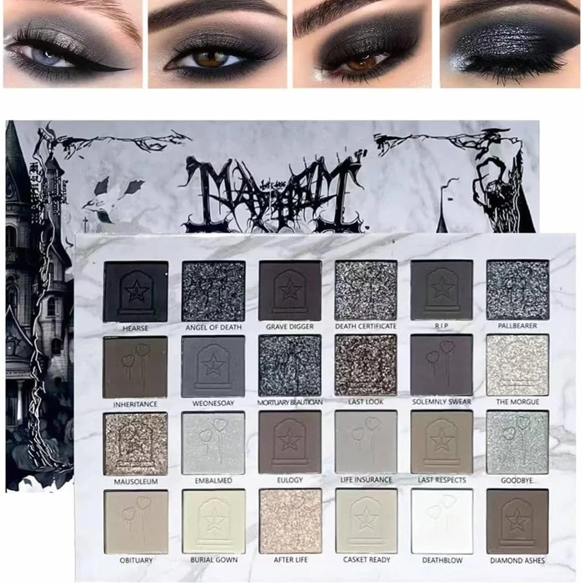 24 kolorów czarno-szare paleta cieni do powiek Smokey, matowe cienie do powiek Smoky, błyszczące, wysoko pigmentowane podstawowe cienie do powiek w kolorach czarny, biały, szary, do makijażu na