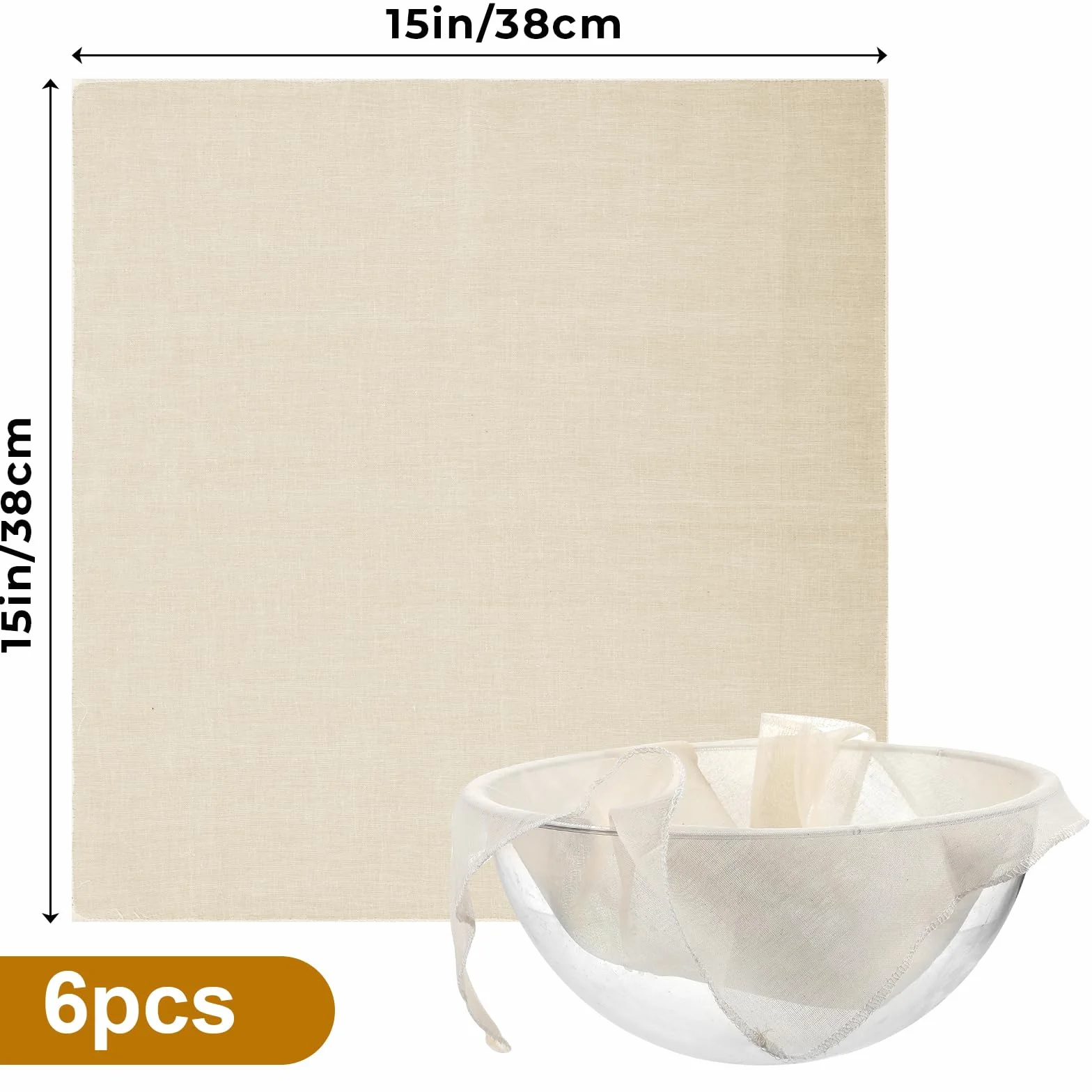 Ściereczki do sera wielokrotnego użytku, 38 x 38 cm, do odcedzania, obszyte, ultra cienka tkanina serowa, niebielona, czysta bawełniana tkanina sitko do gotowania, pieczenia, wyciskania soku,