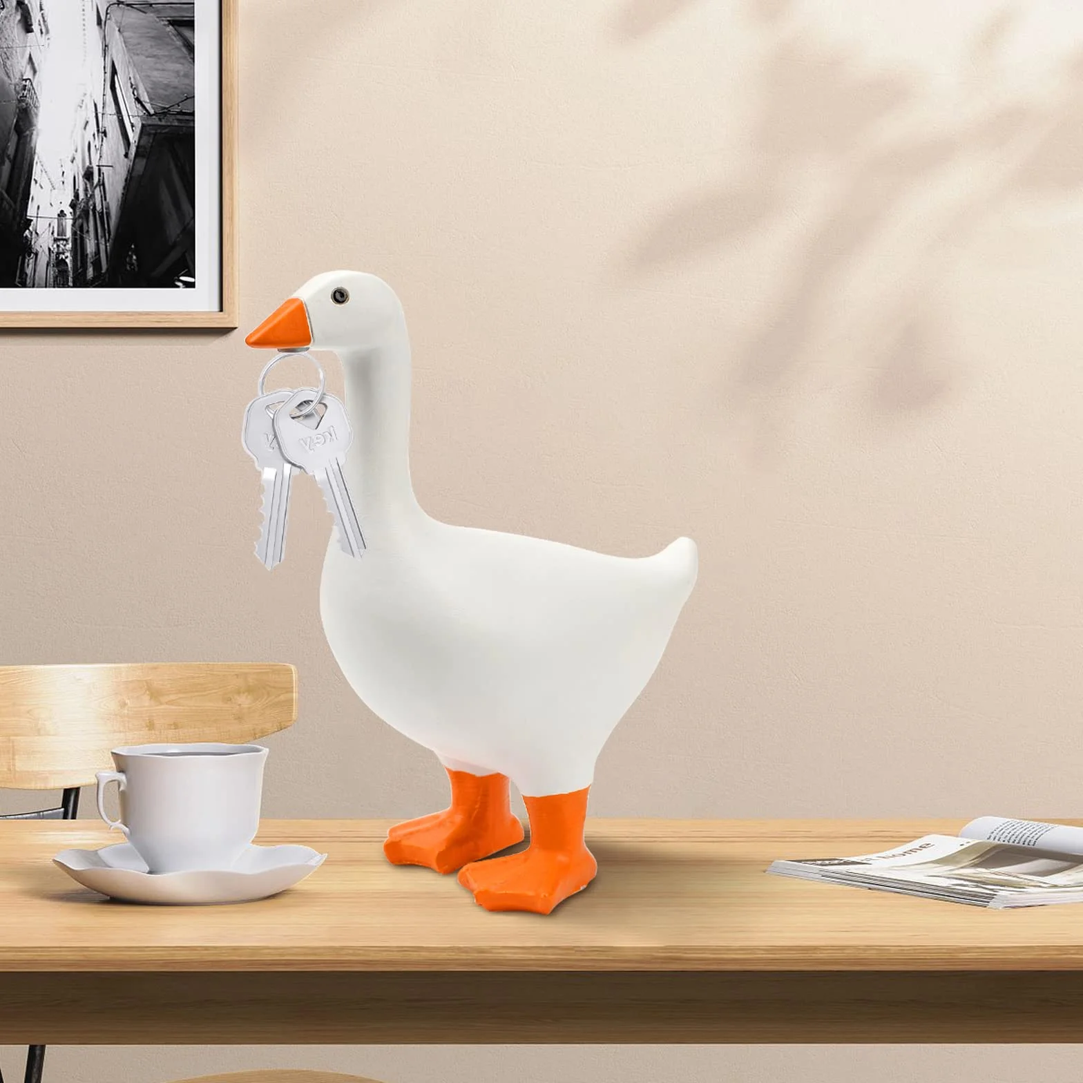 Pipihome magnetyczny uchwyt na klucze gęś kaczka statuetka z żywicy ozdoby na biurko