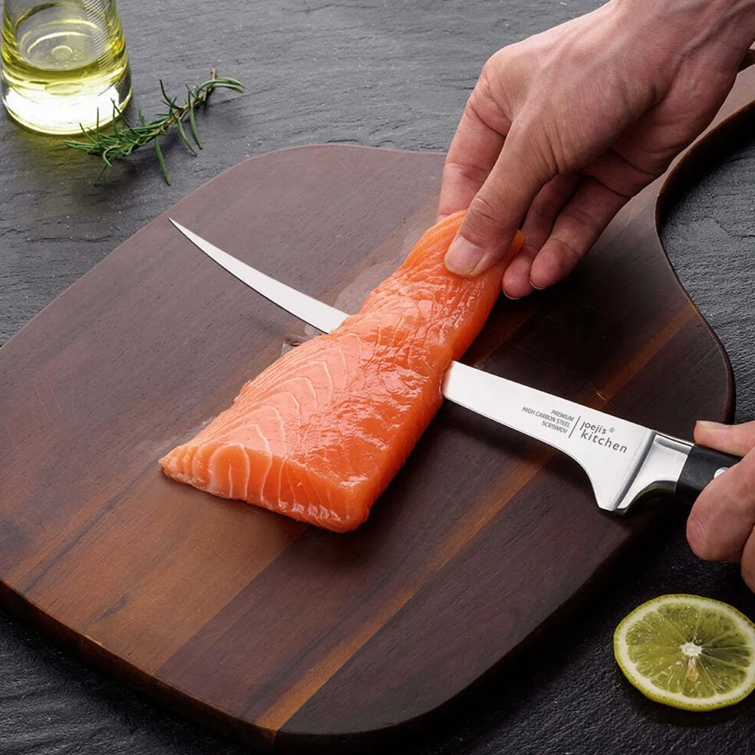 Nóż do filetowania ryb 32cm Stal nierdzewna Ergonomiczny uchwyt Osłona ochronna Elastyczny