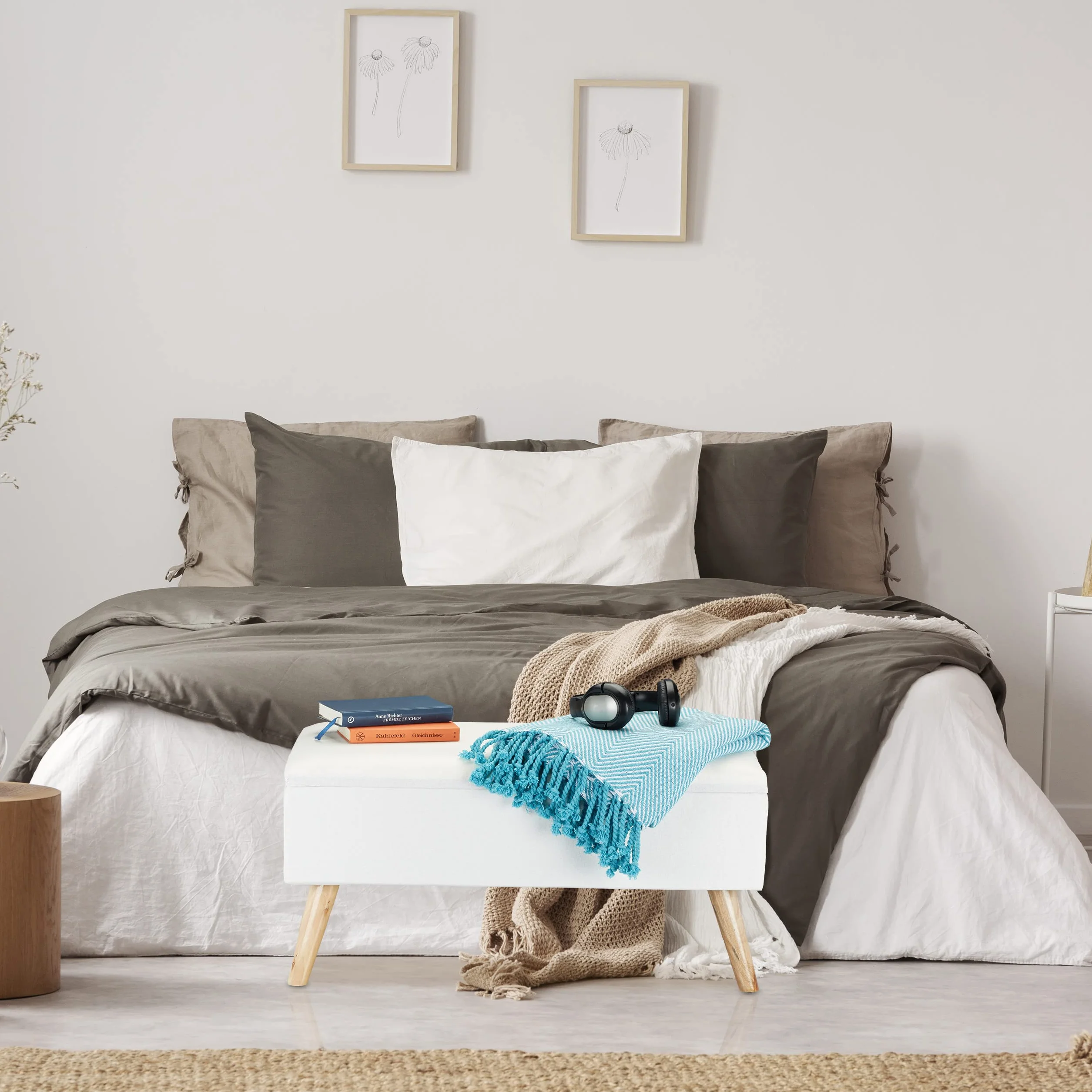 Relaxdays Ławka skrzyniowa tapicerowana z miejscem do przechowywania 79,5 cm