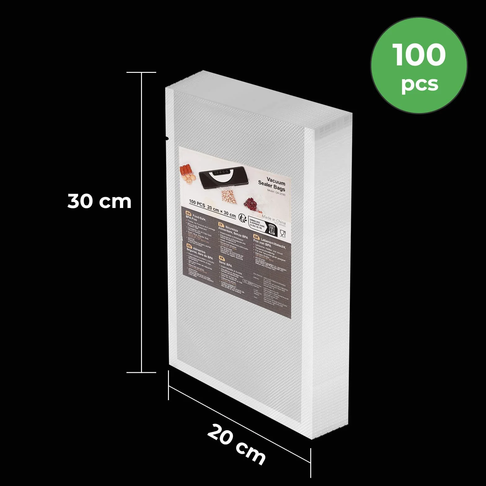 Worek Próżniowy Folia w Rolce 20x30cm 100 sztuk do Zgrzewacza Próżniowego bez BPA