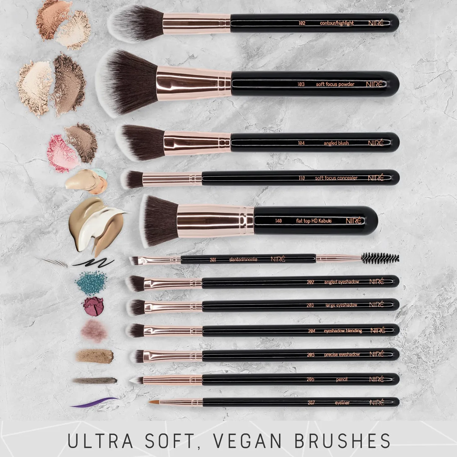 Niré Beauty Zestaw Pędzli do Makijażu z Etui