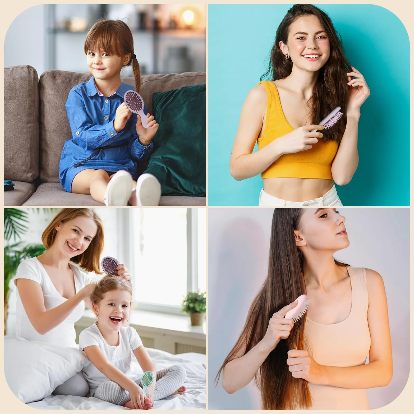 Bituemly 10 szt. mini szczotka do włosów, podróżna szczotka do rozczesywania dla dziewcząt, chłopców, dzieci, kobiet, mężczyzn, kieszonkowa, mała szczotka do włosów do grubych kręconych, cienkich