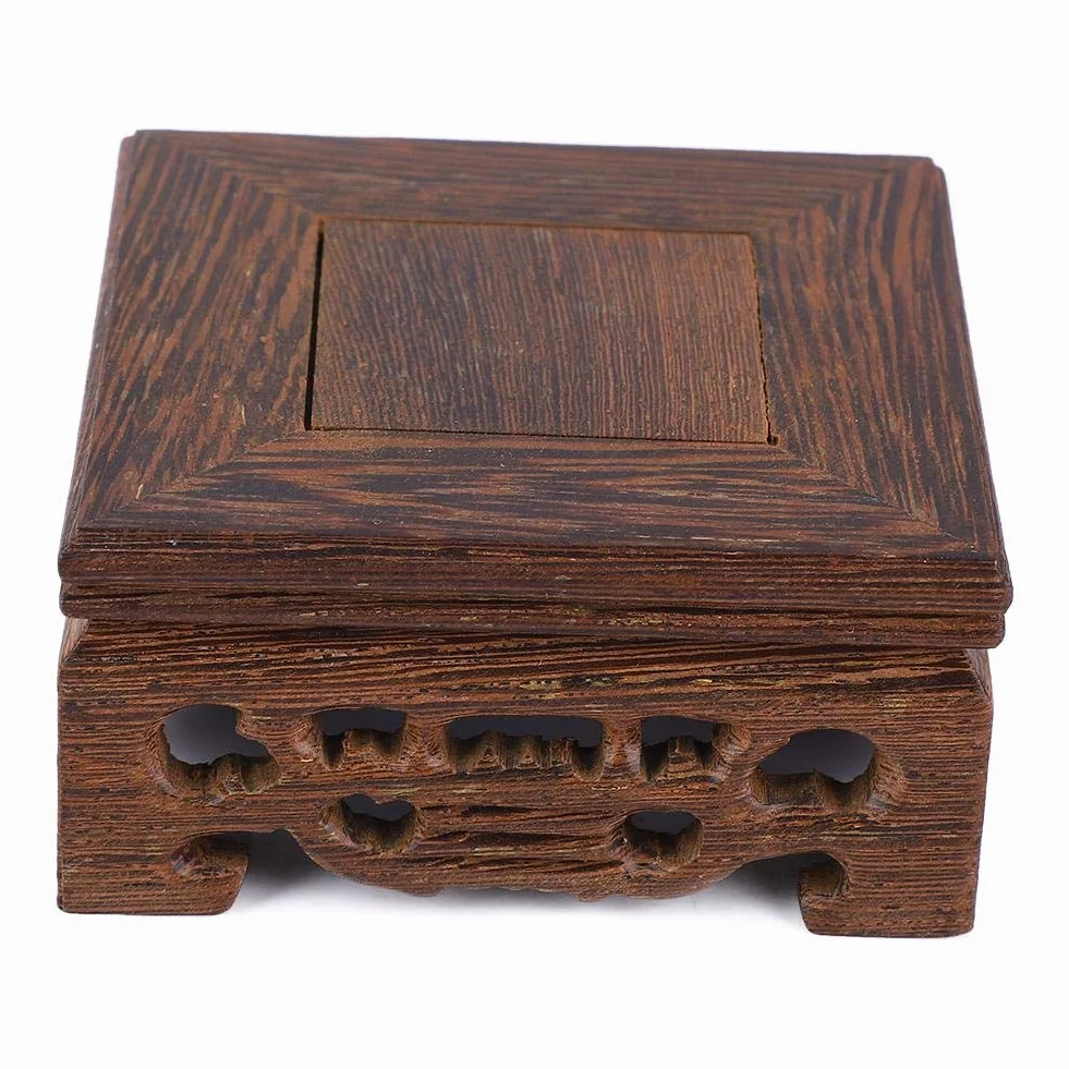 Oumefar Drewniana podstawa ekspozycyjna mały kwadratowy czajniczek podstawa bonsai stojak ekspozycyjny stojak do dekoracji biura domowego (8 x 8 x 3,7 cm)