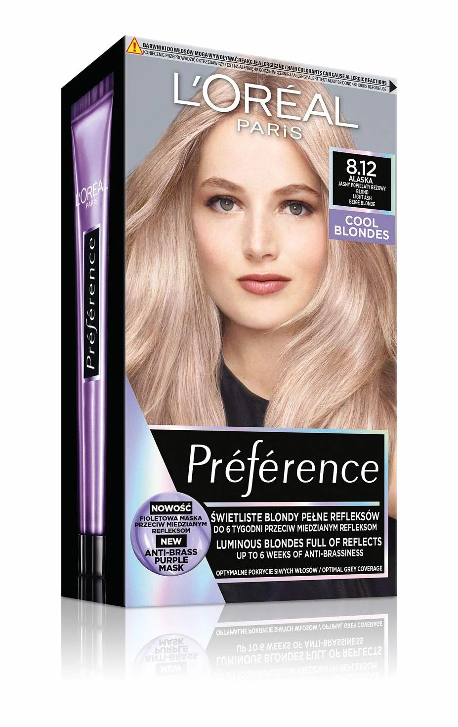 L'Oréal Paris Préférence 8.12 ALASKA farba do włosów Jasny Popielaty Beżowy Blond